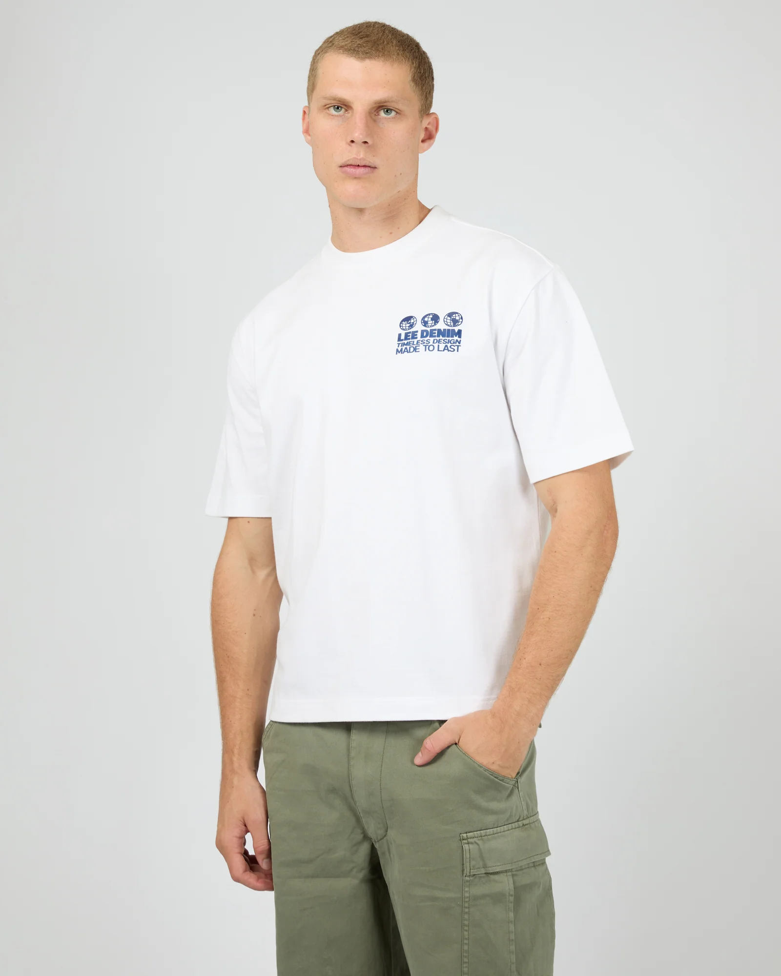 3 Worlds Box Cutter Tee White