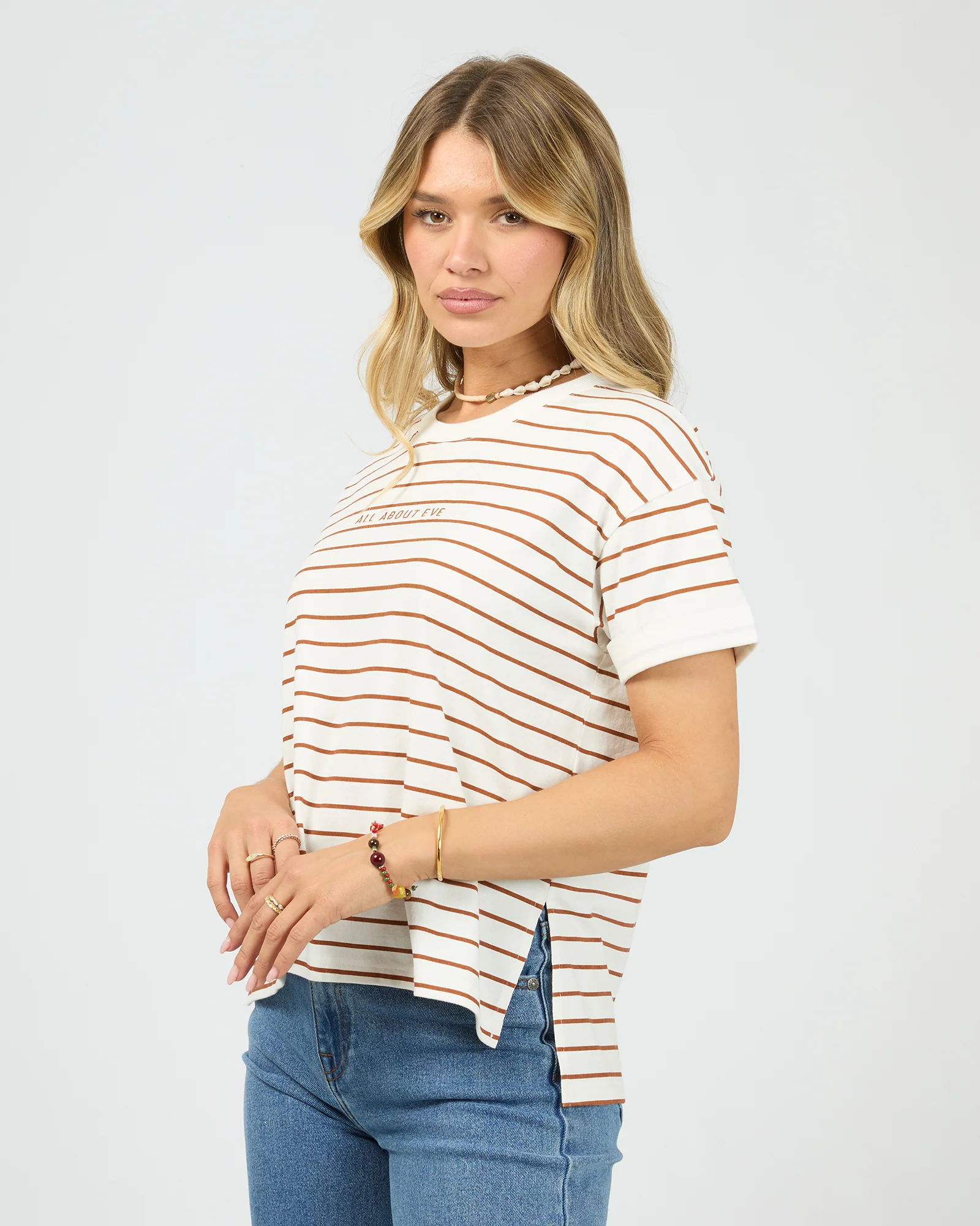 Aae Washed Stripe Tee Cinnamon - Image 4