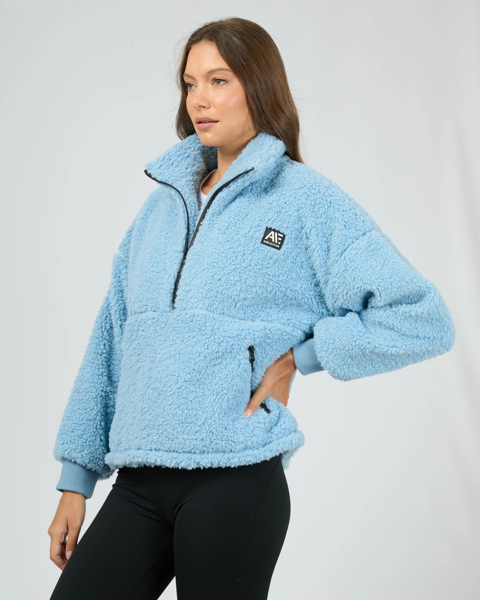 Amara Quarter Zip Teddy Vintage Blue - Image 4