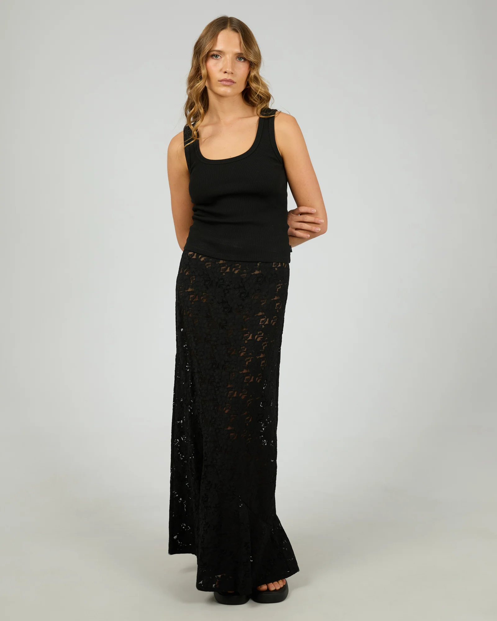 Anella Lace Maxi Skirt Black - Image 3