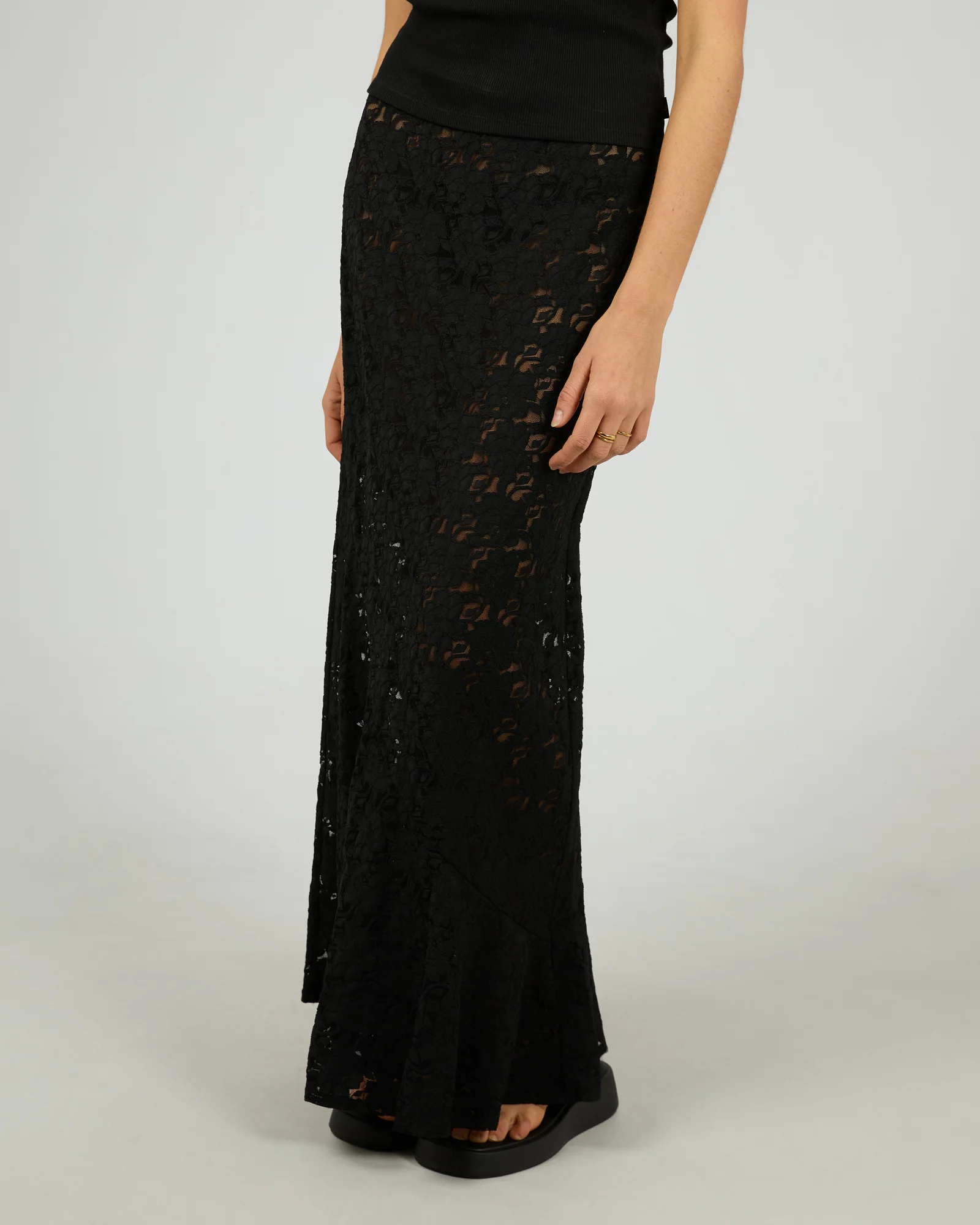 Anella Lace Maxi Skirt Black - Image 5