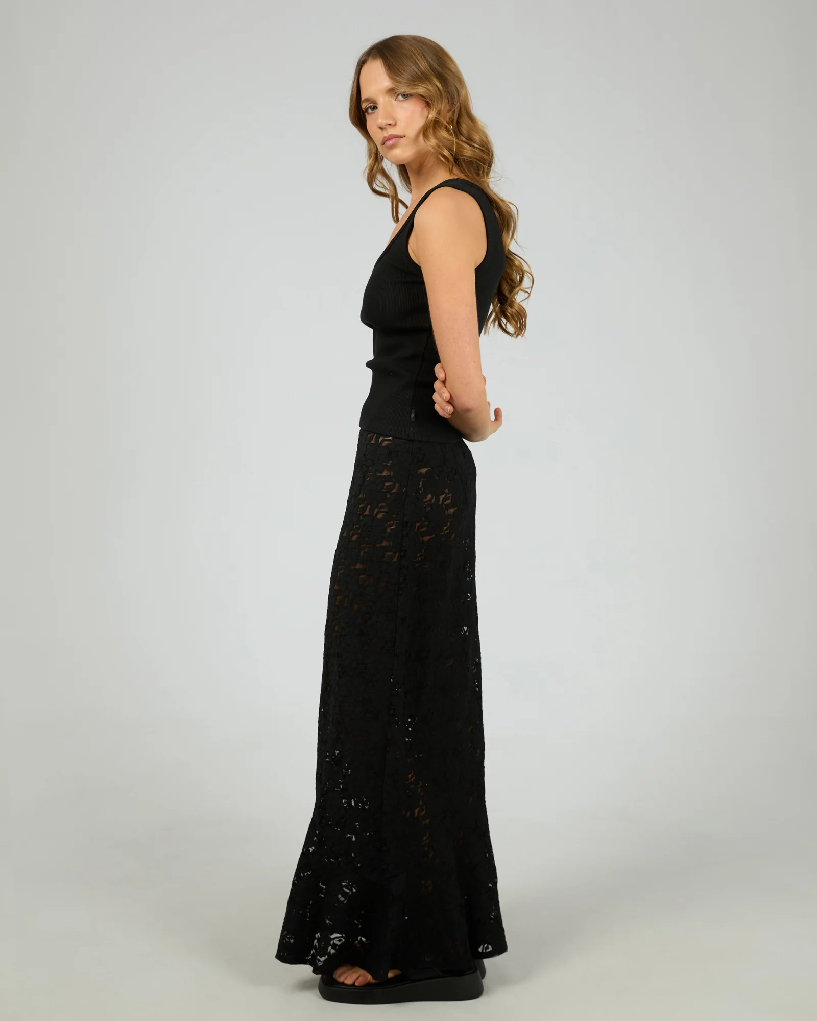 Anella Lace Maxi Skirt Black - Image 7