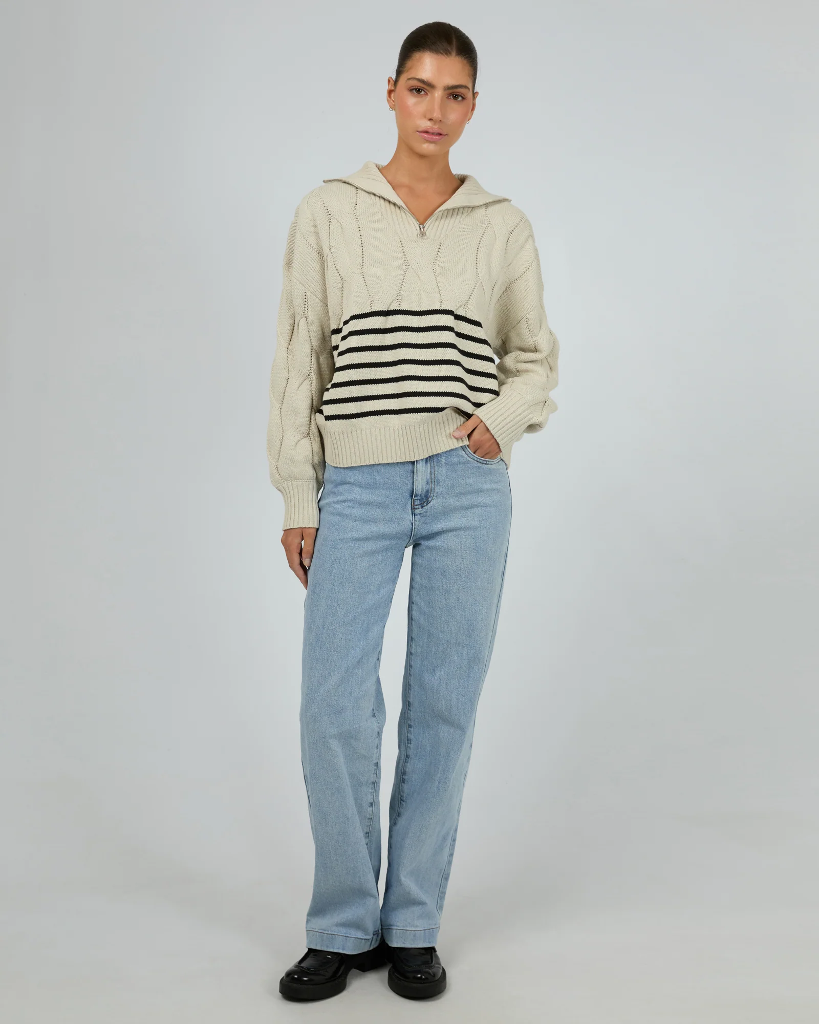 Astrid Quarter Zip Knit Natural - Image 2