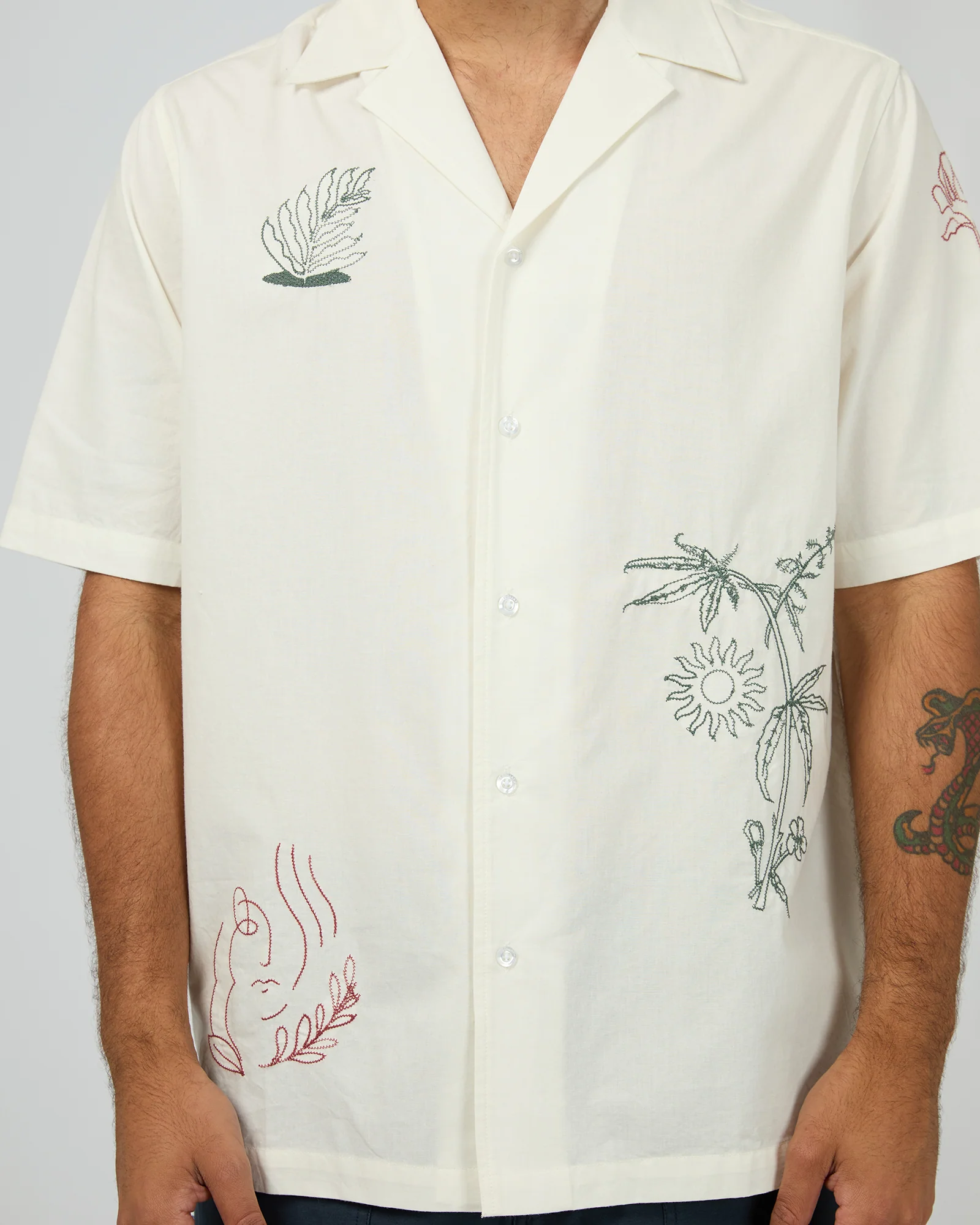 Athens Embroidered Shirt Vintage White - Image 5