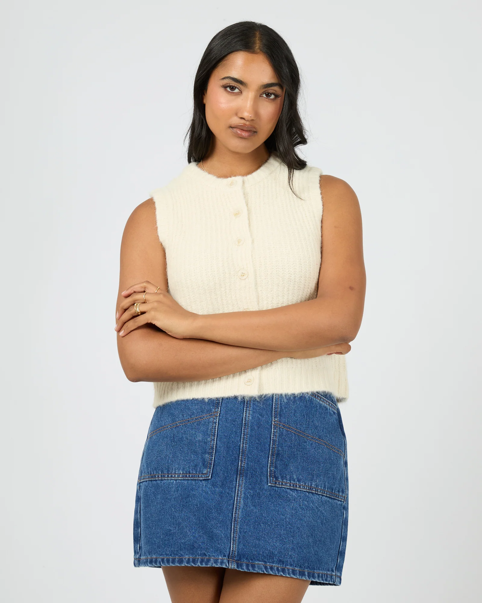 Aya Knit Vest Vanilla