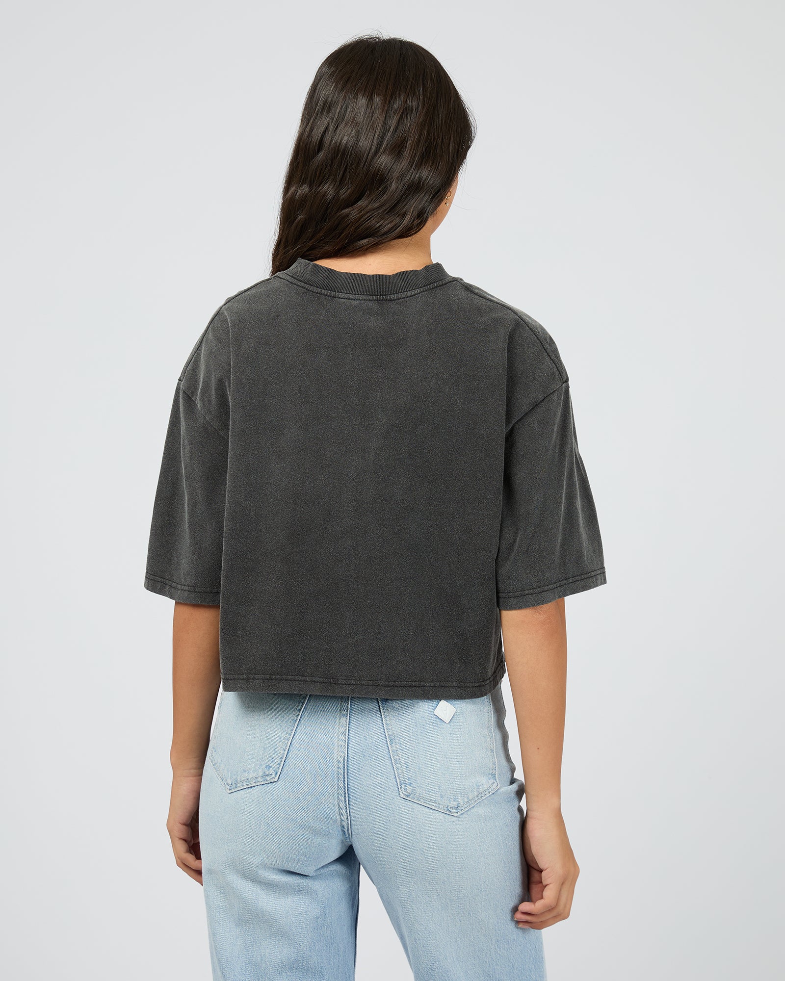 Bad Decisions Crop Tee Washed Black - Image 3