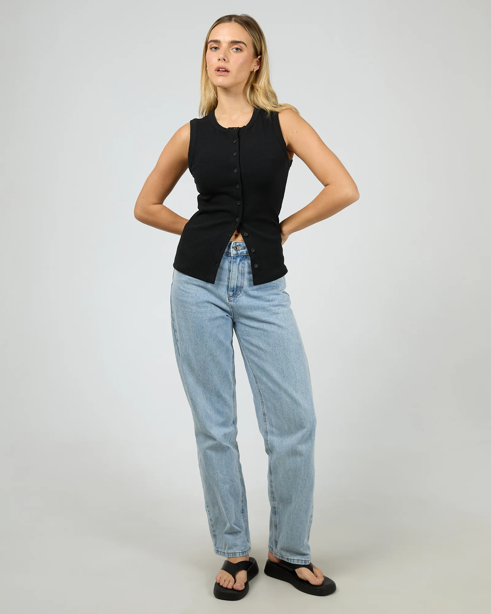 Button Up Tank Black - Image 2