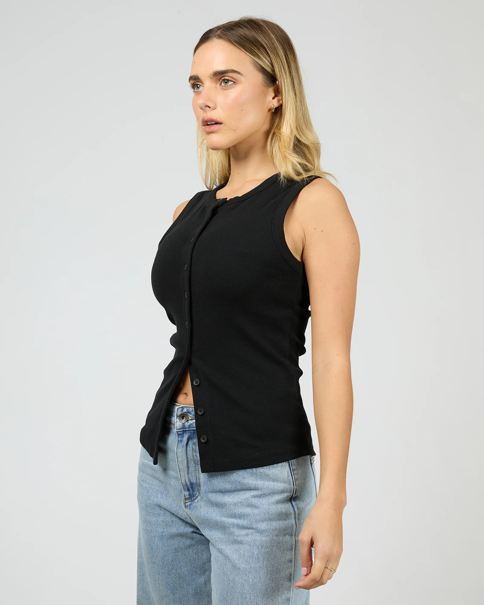 Button Up Tank Black - Image 4