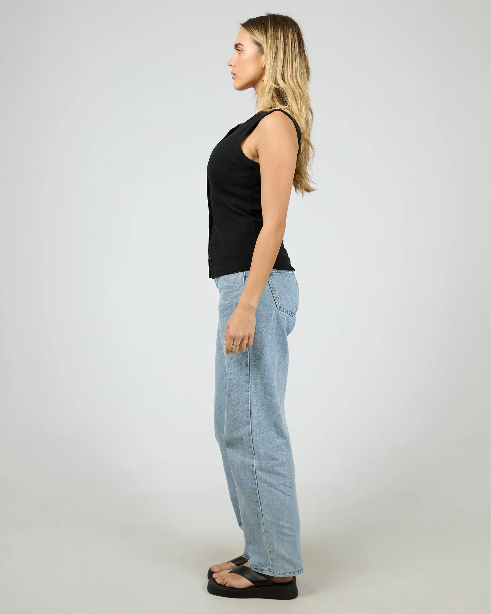 Button Up Tank Black - Image 6
