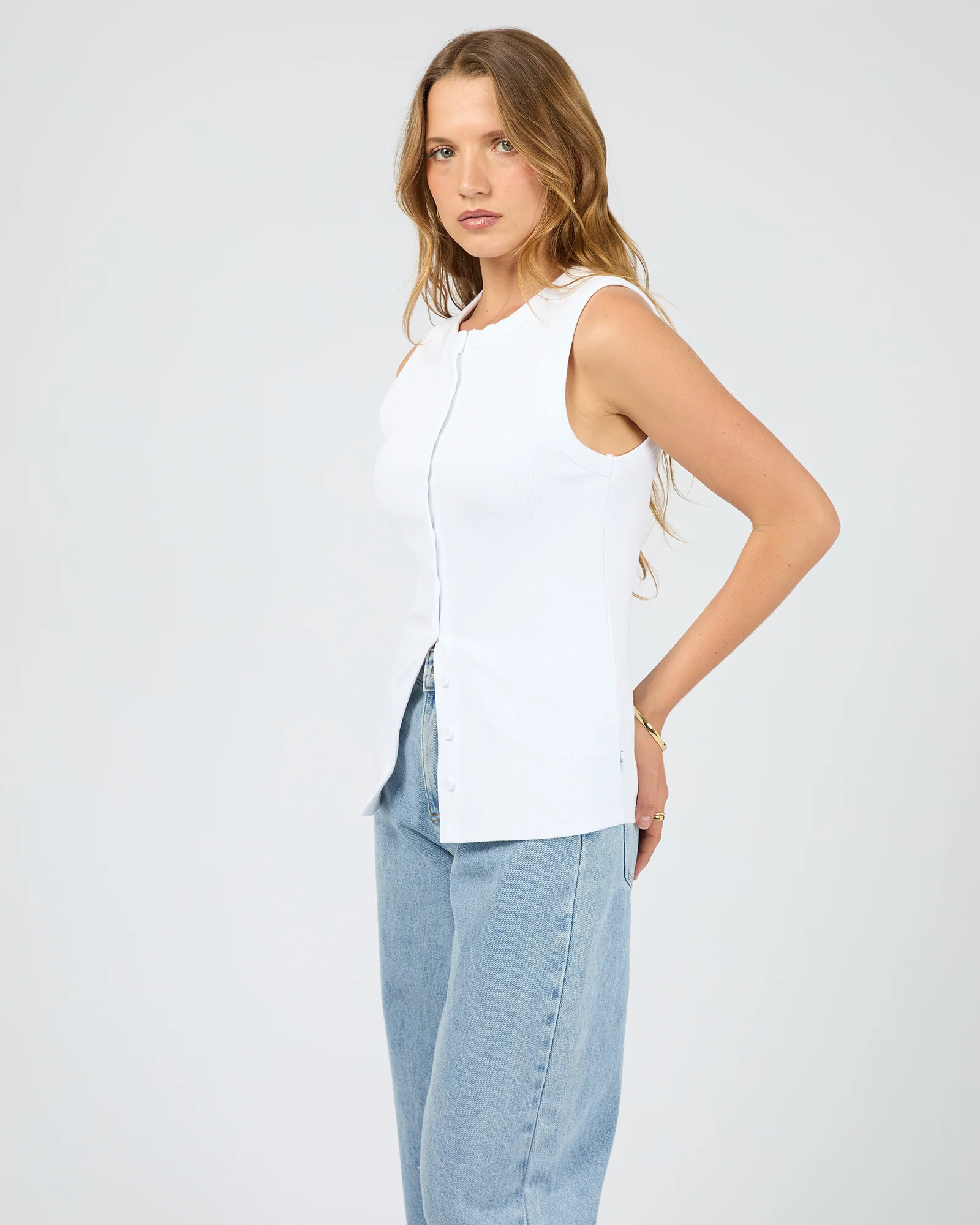 Button Up Tank White - Image 4