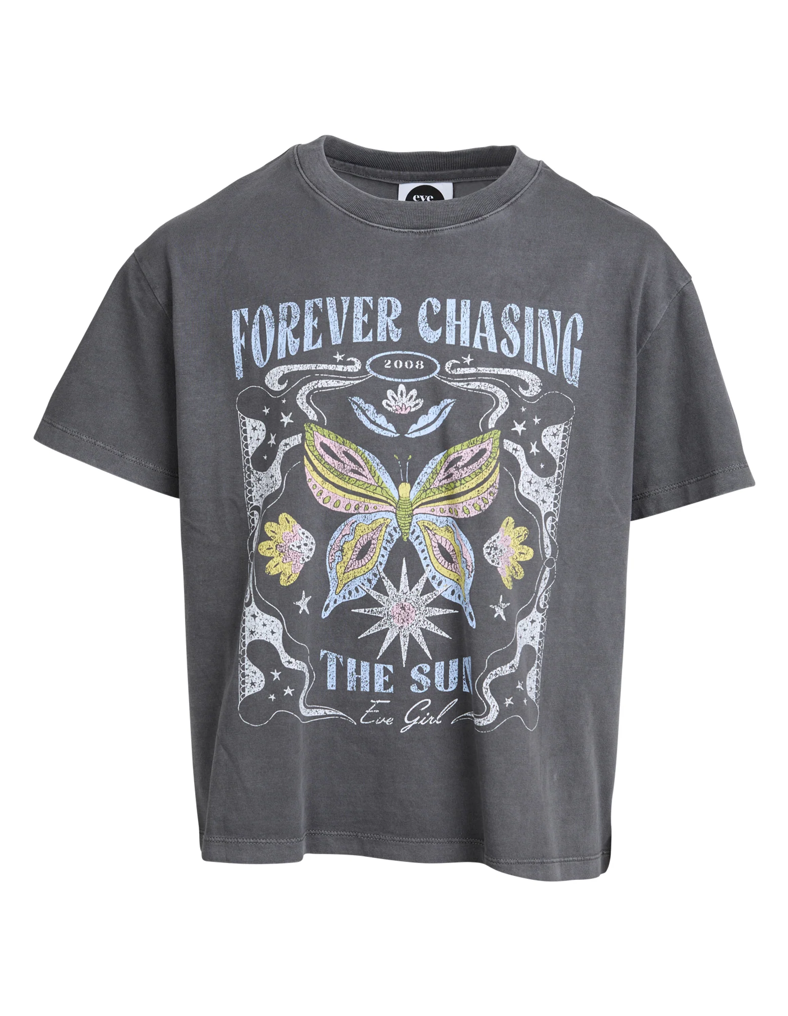 Kids Chasing The Sun Tee Charcoal