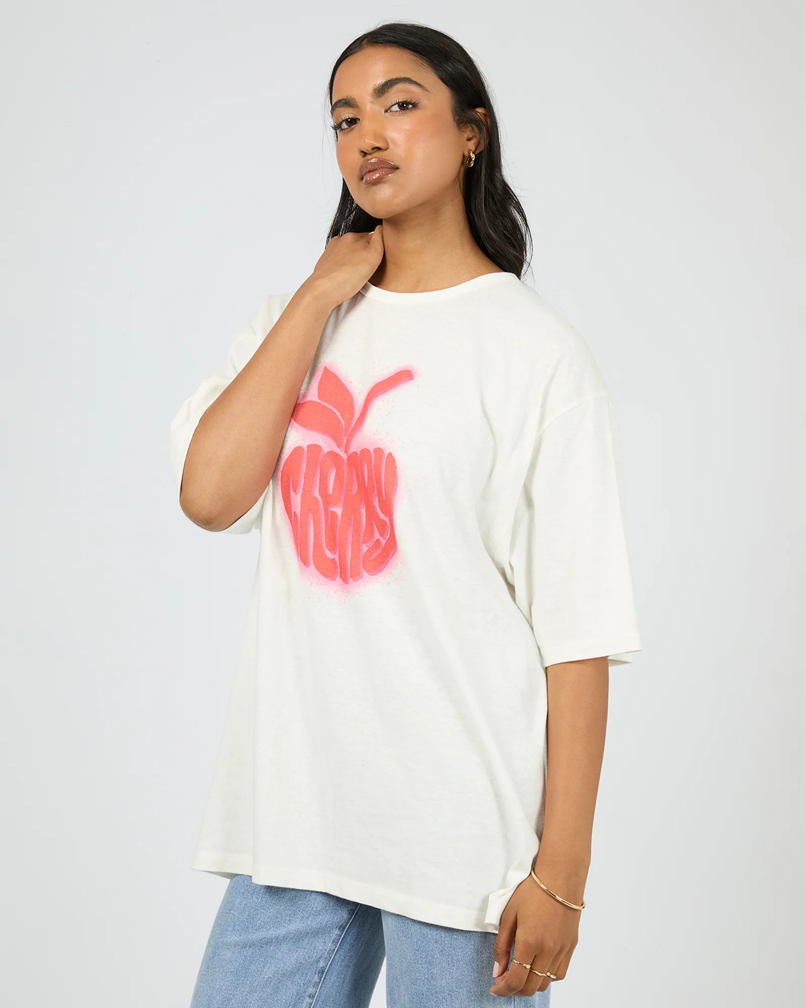 Cherry Spray O/S Tee Vintage White - Image 4