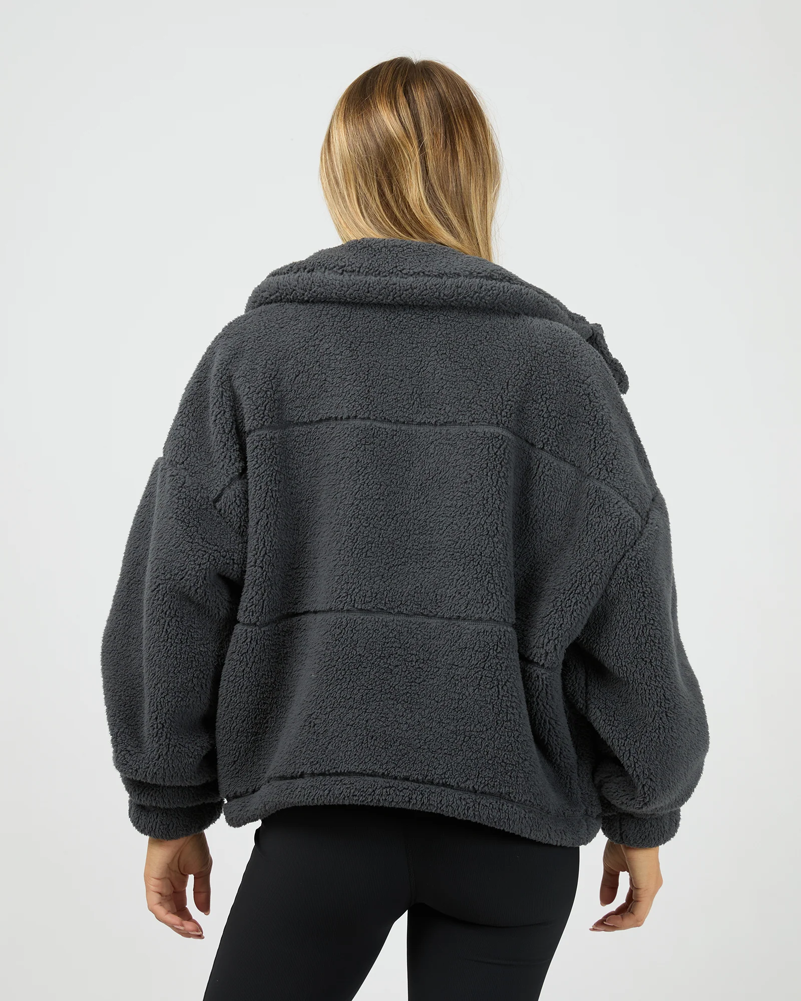 Cosy Club Teddy Jacket Charcoal - Image 4