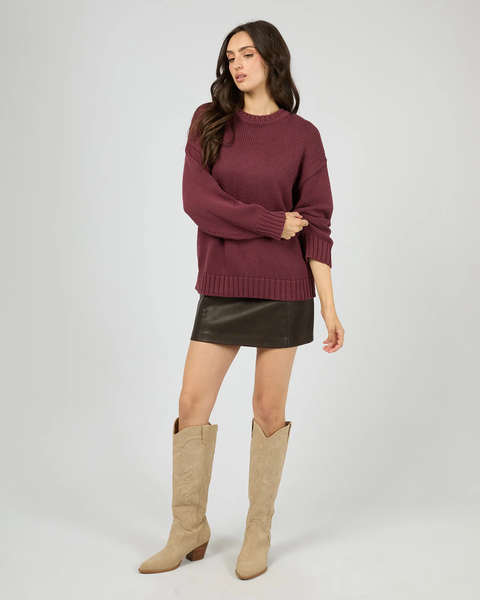Cosy Oversized Knit Burgandy - Image 2