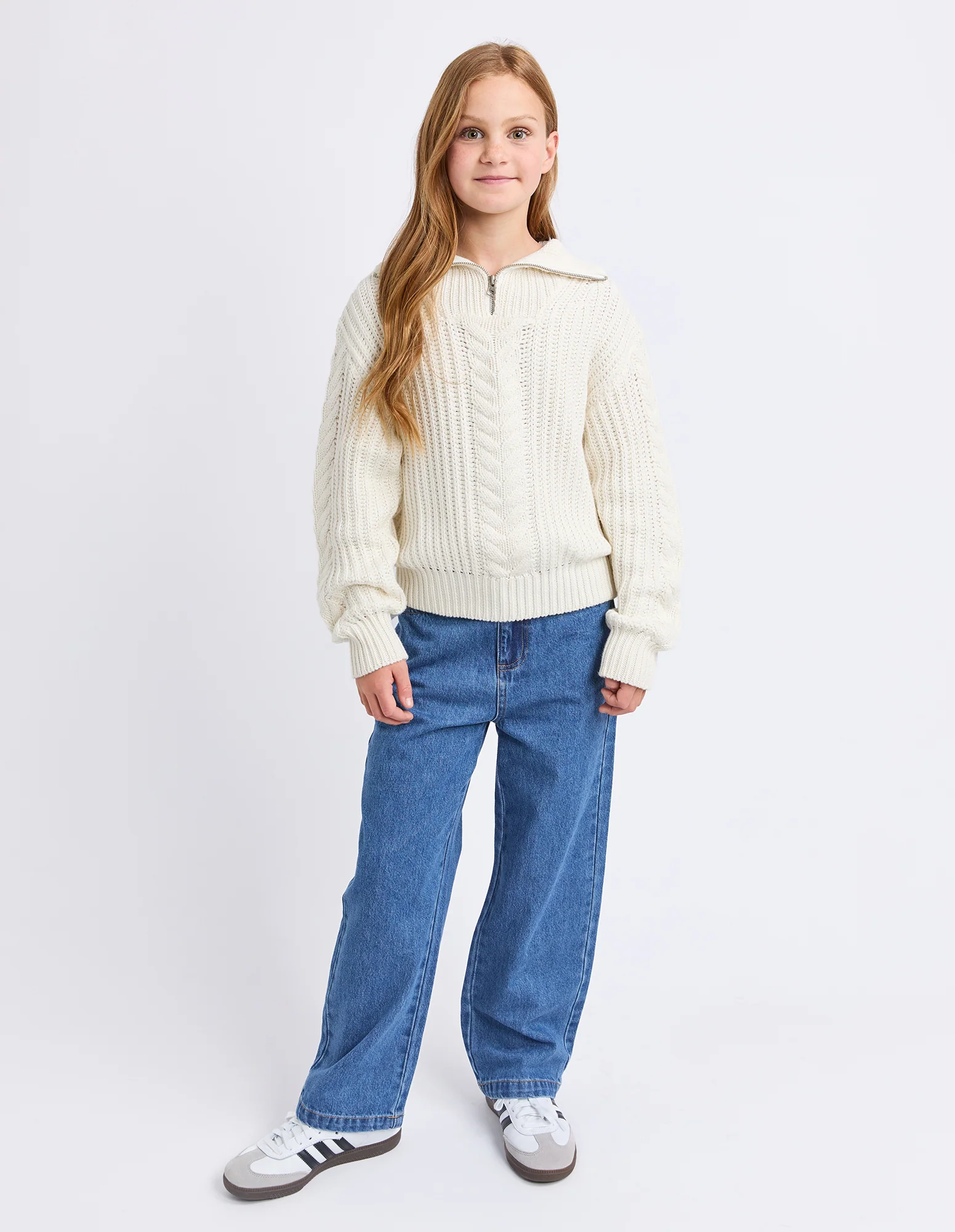 Teen Dahlia 1/4 Zip Knit Vintage White - Image 2