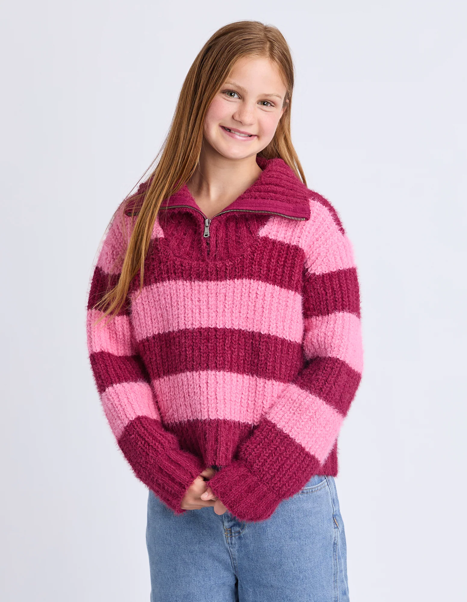 Teen Daria 1/4 Zip Knit Cranberry