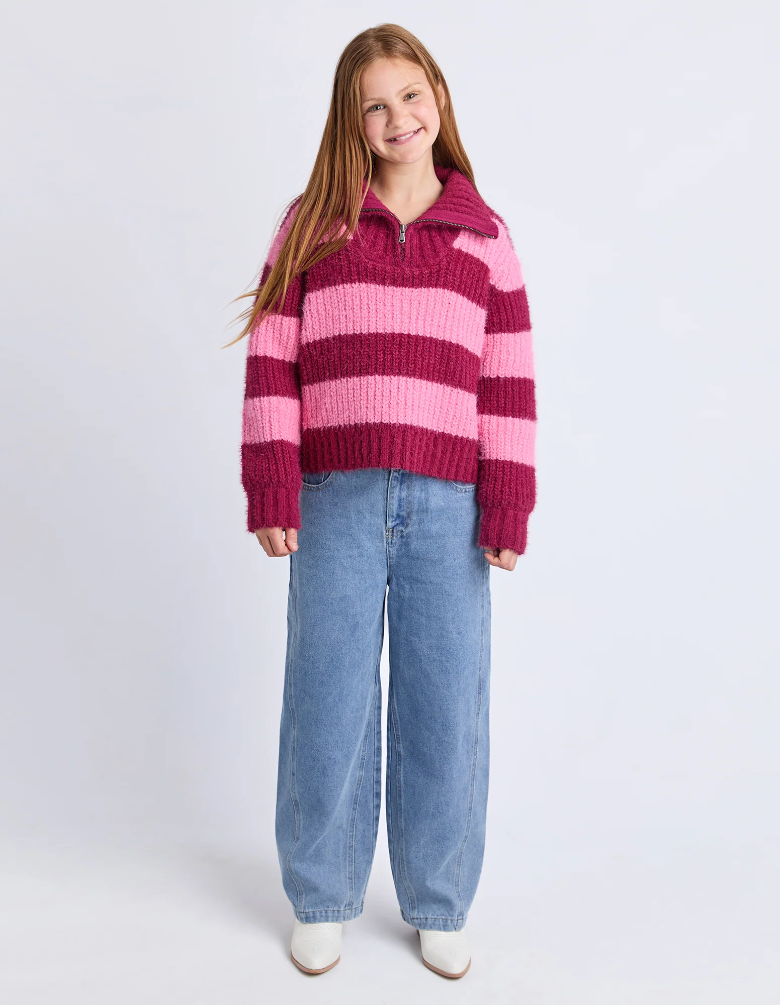 Teen Daria 1/4 Zip Knit Cranberry - Image 2