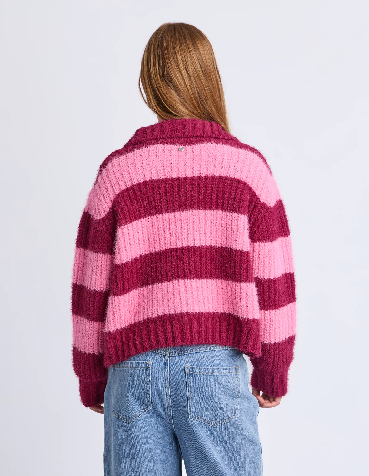 Teen Daria 1/4 Zip Knit Cranberry - Image 3