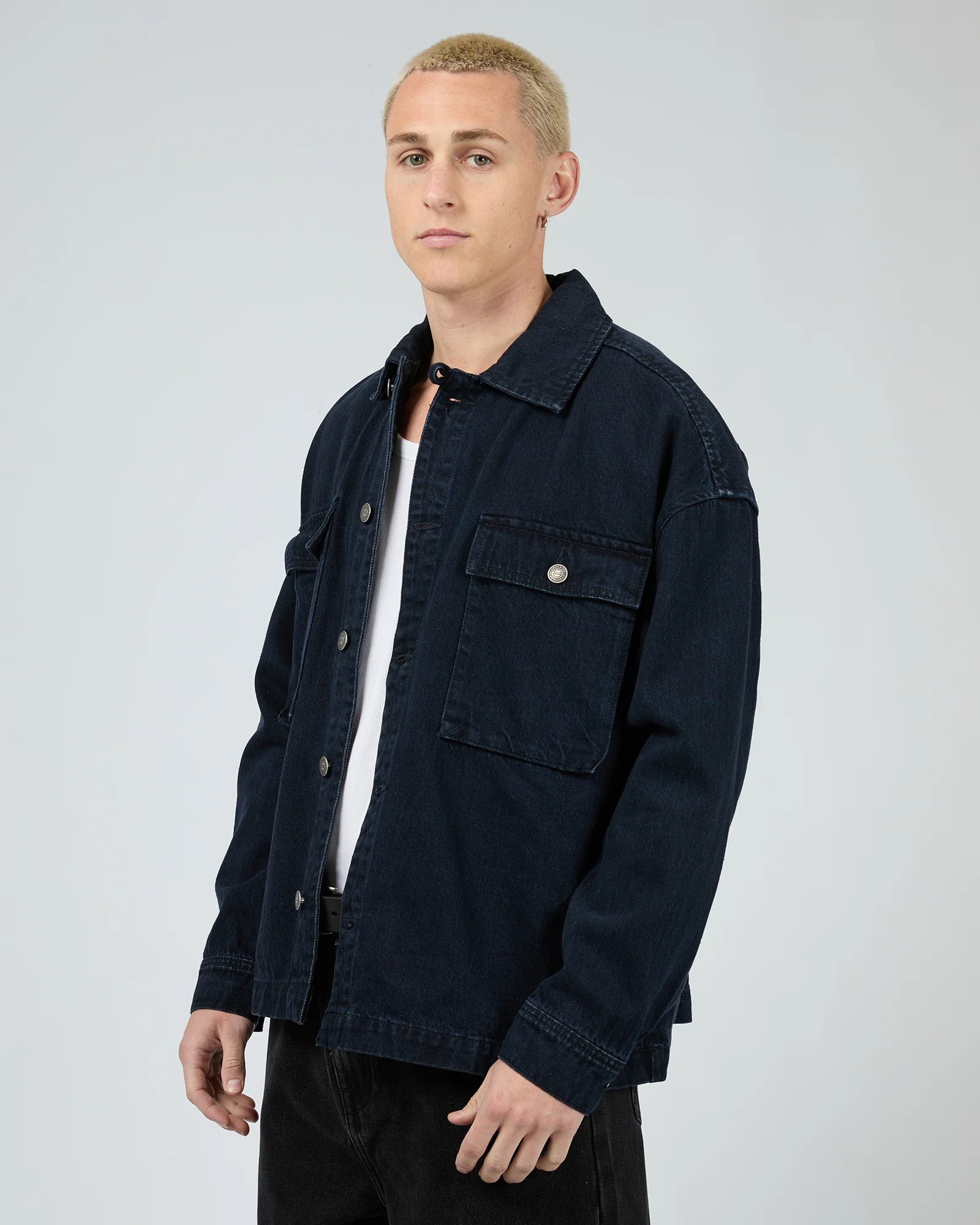 Denim Overshirt Navy - Image 4