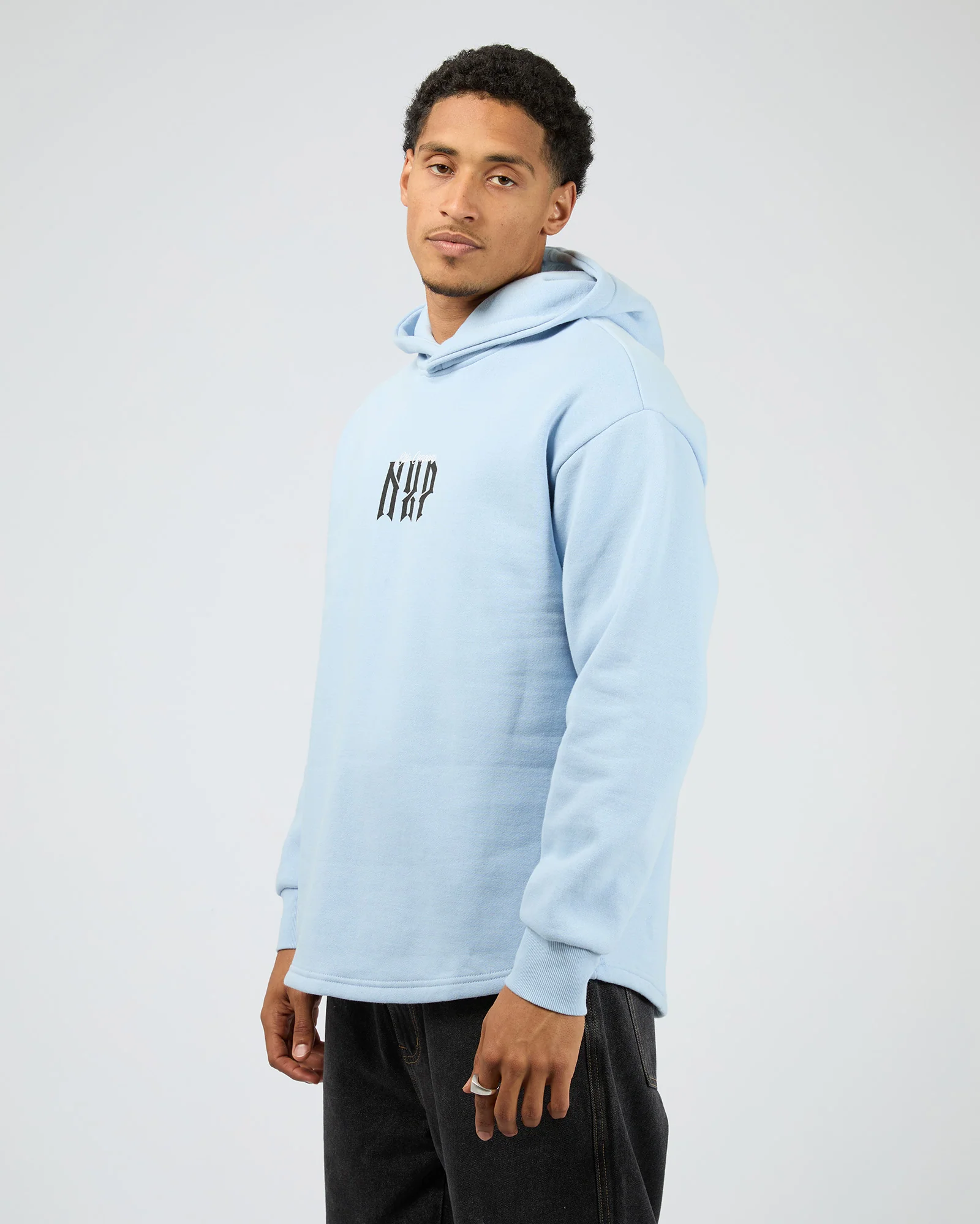Dominate Relaxed Curved Hoodie Sky Blue - Image 4