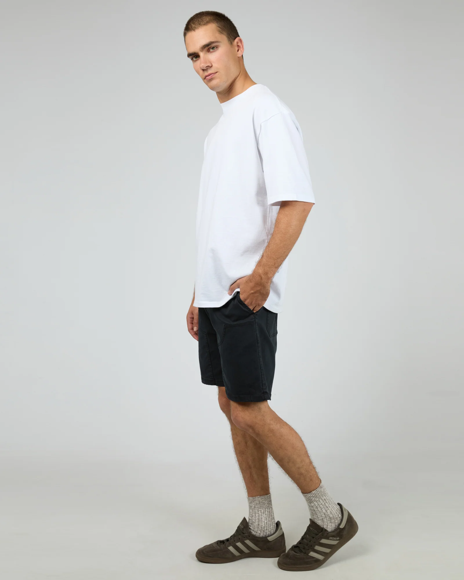 Elastic Waist Carpenter Short Washed Black - Image 6