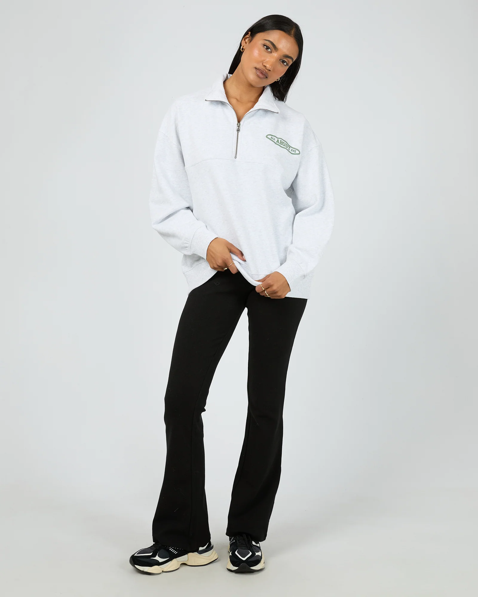 Elevated Relaxed 1/4 Zip Snow Marle - Image 2