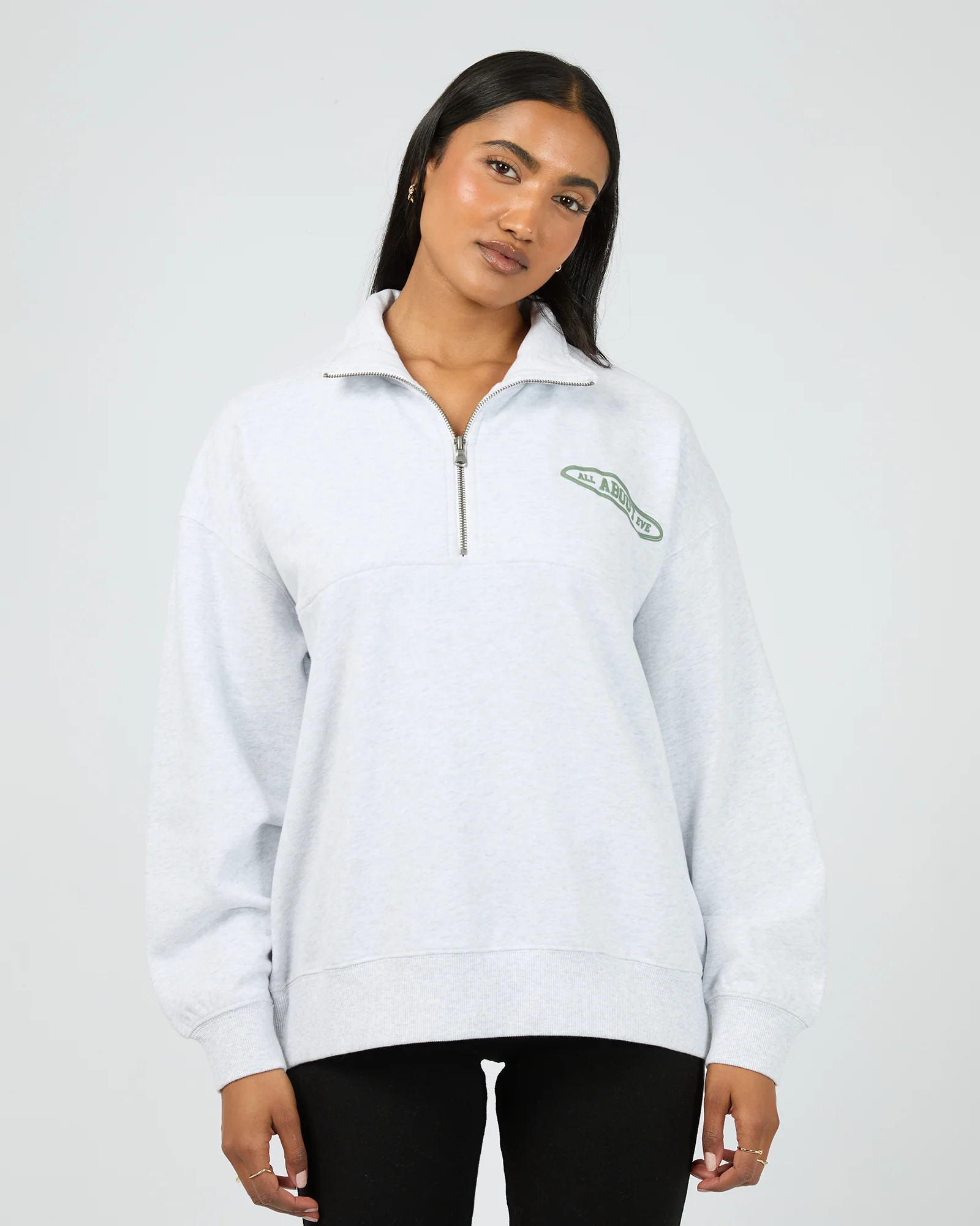 Elevated Relaxed 1/4 Zip Snow Marle - Image 3