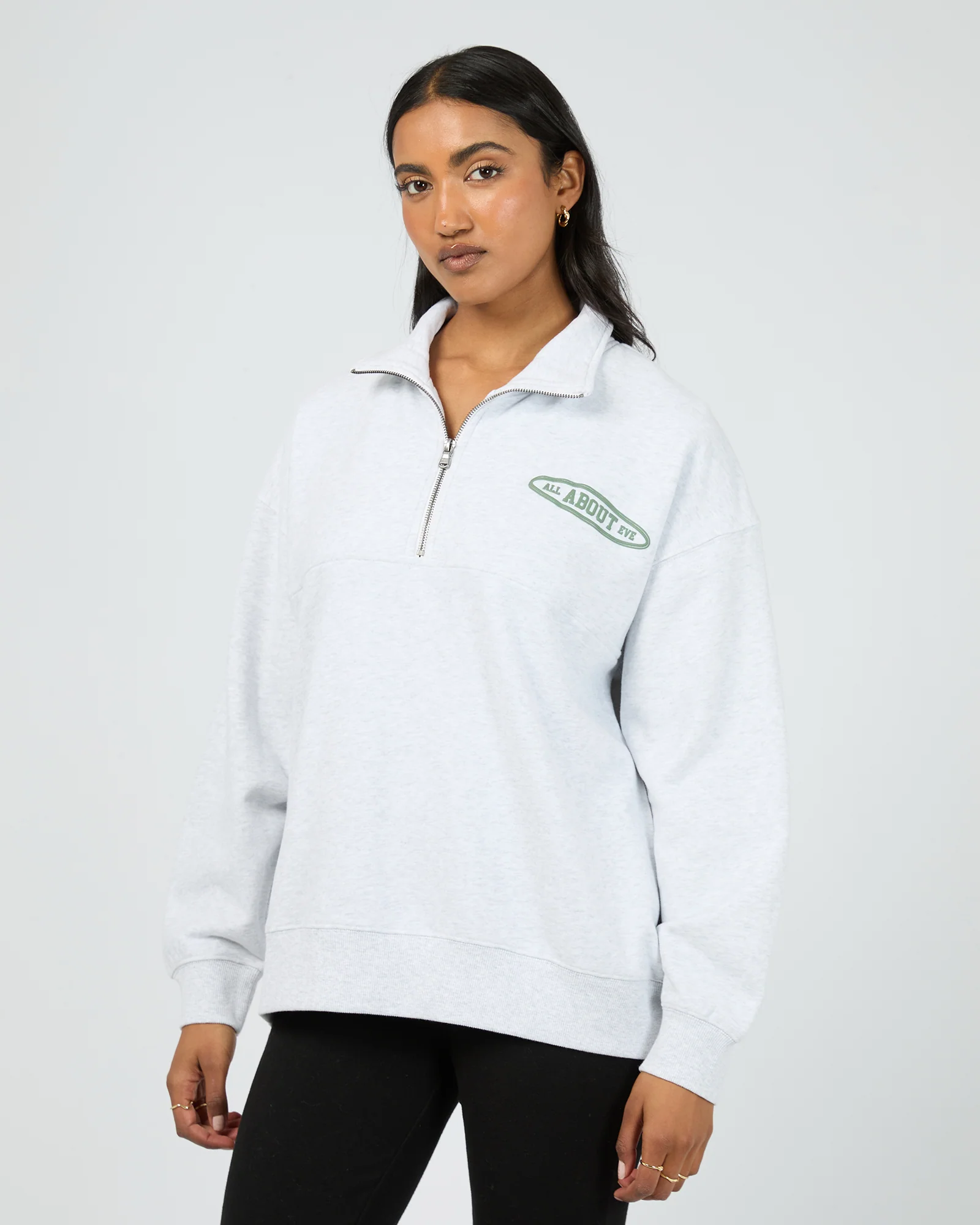Elevated Relaxed 1/4 Zip Snow Marle - Image 4