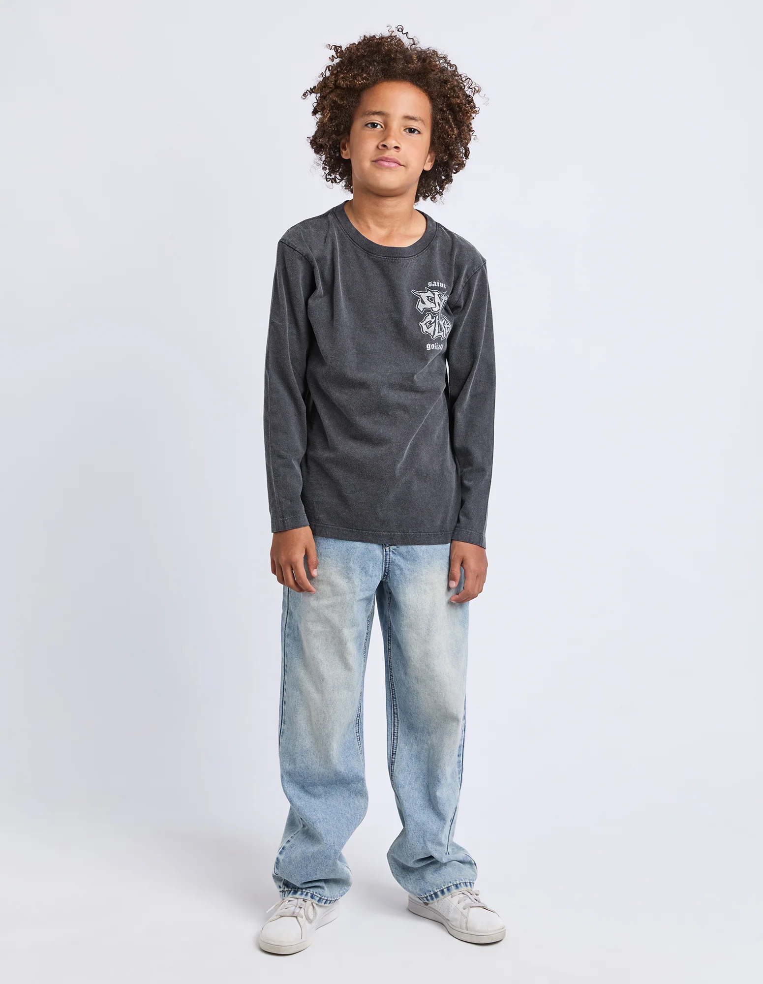 Teen Established Long Sleeve Tee Washed Black - Image 2