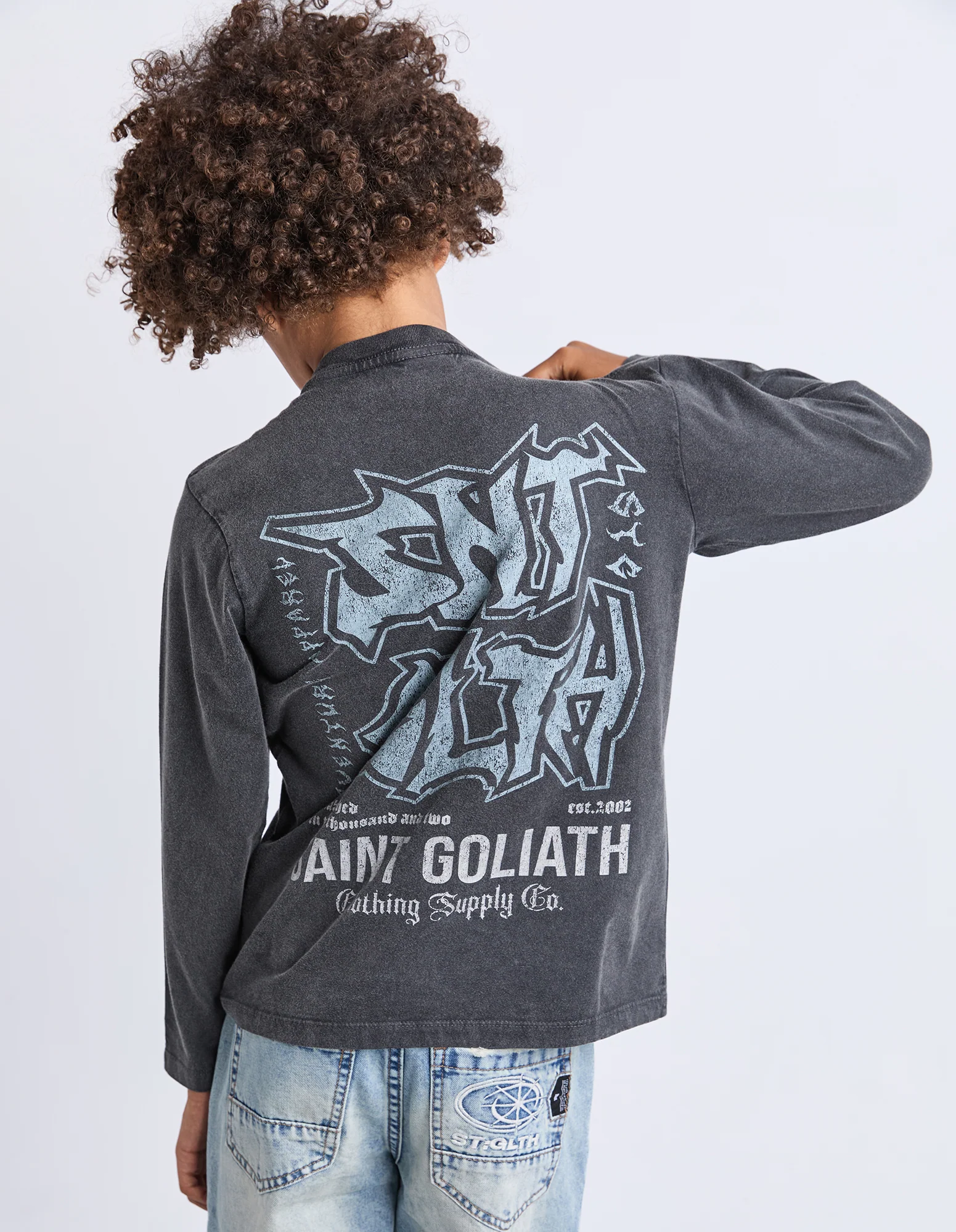 Teen Established Long Sleeve Tee Washed Black - Image 3