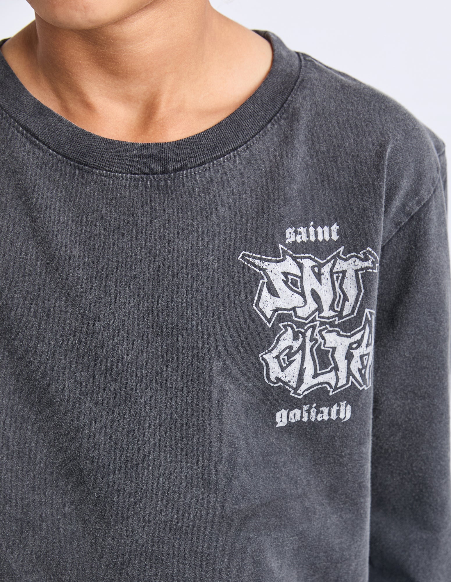 Teen Established Long Sleeve Tee Washed Black - Image 4