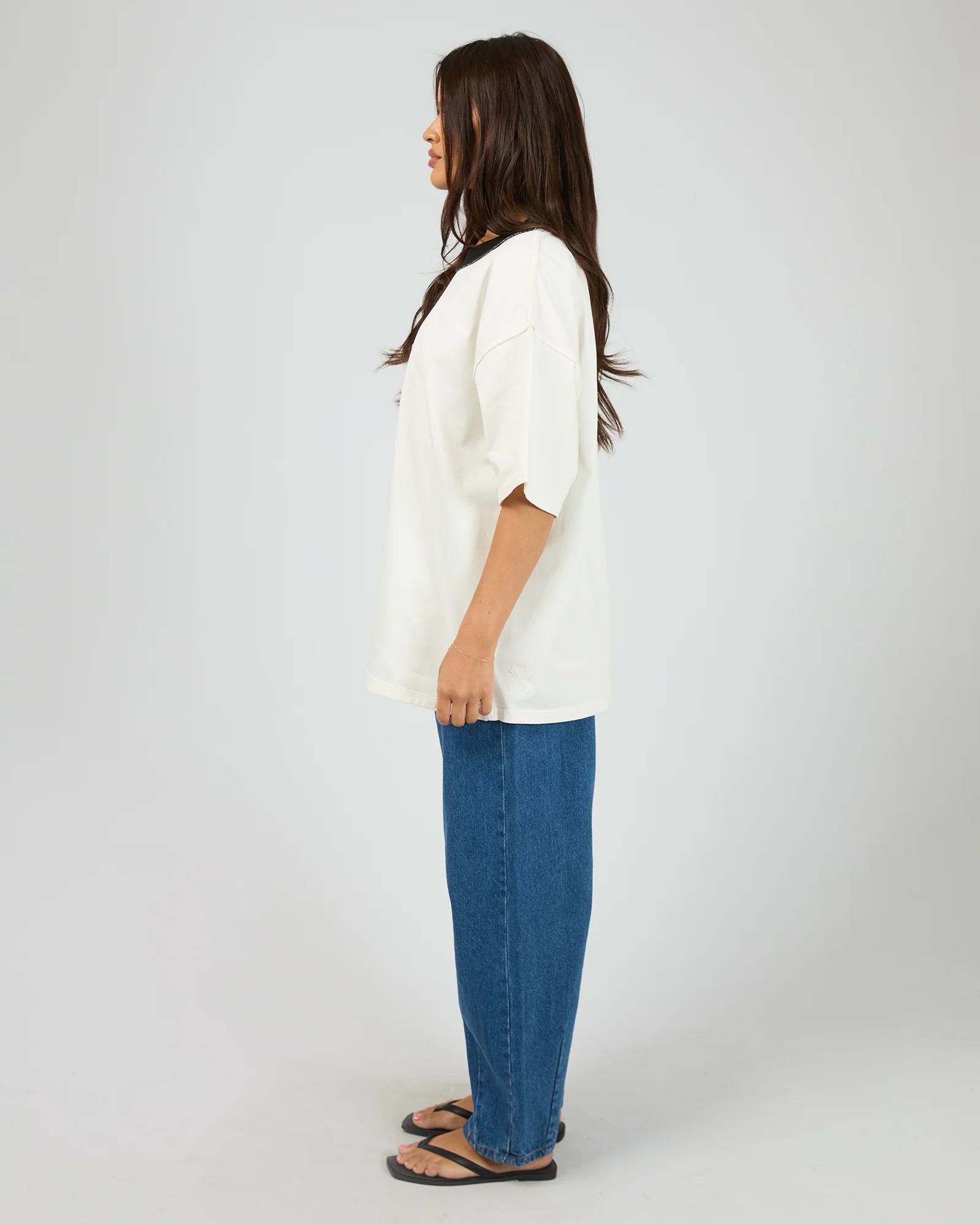 Flames Oversized Contrast Rip Tee White - Image 12