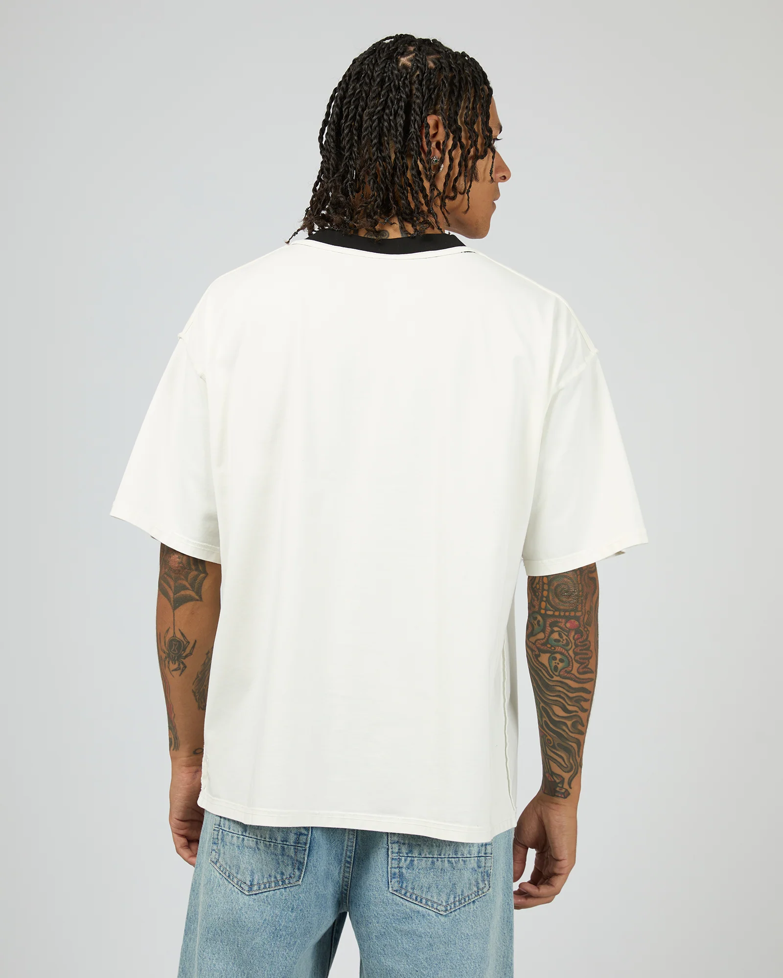 Flames Oversized Contrast Rip Tee White - Image 7