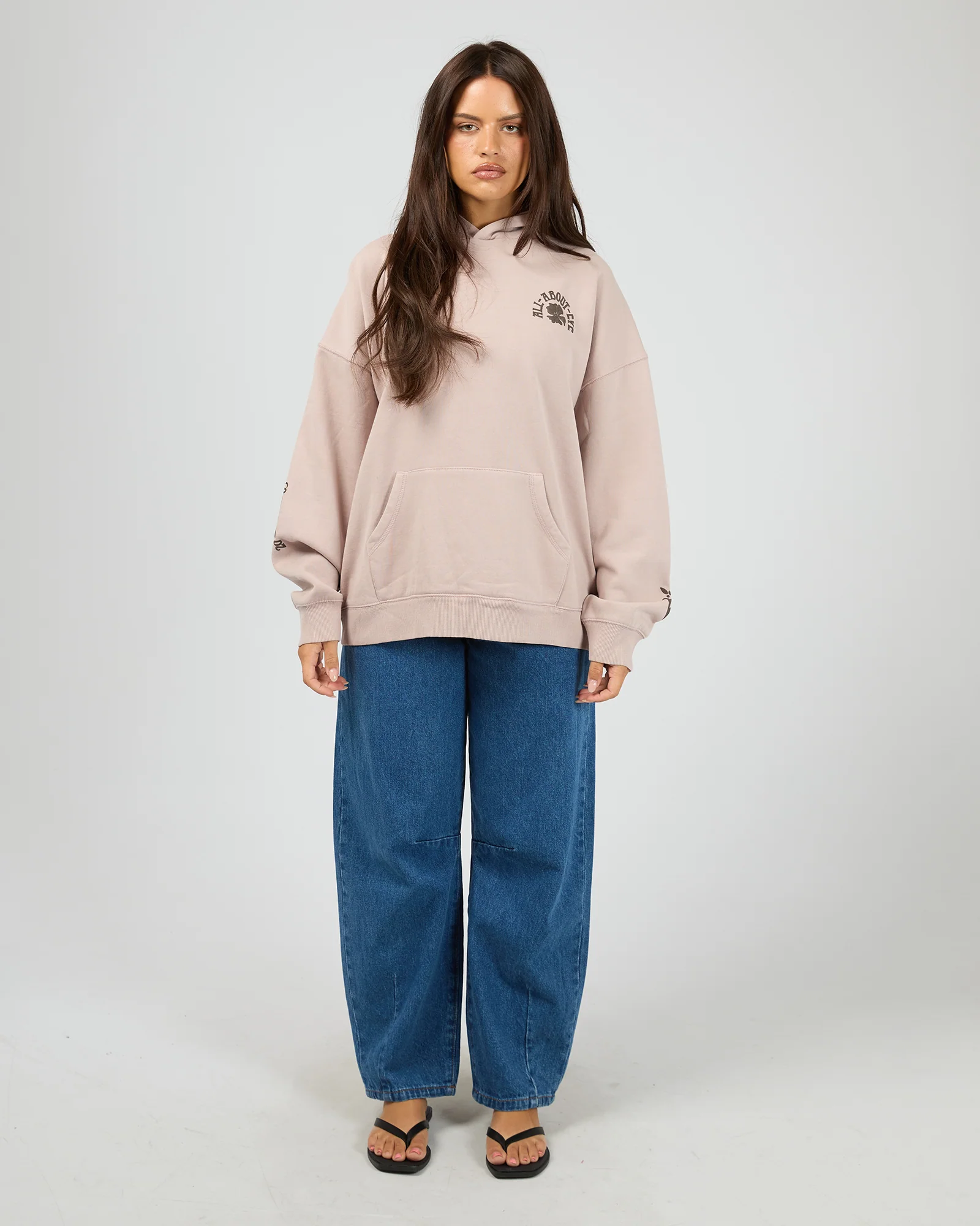Flower Co Relaxed Hoodie Fawn - Image 2