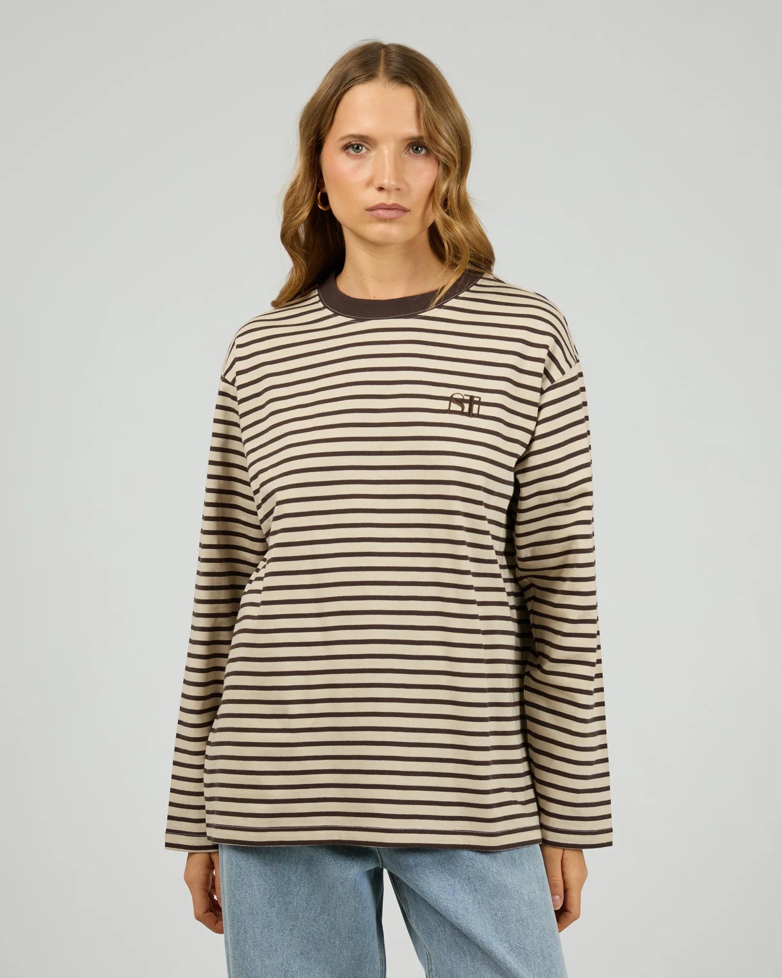 Foundation Stripe L/S Tee Chocolate