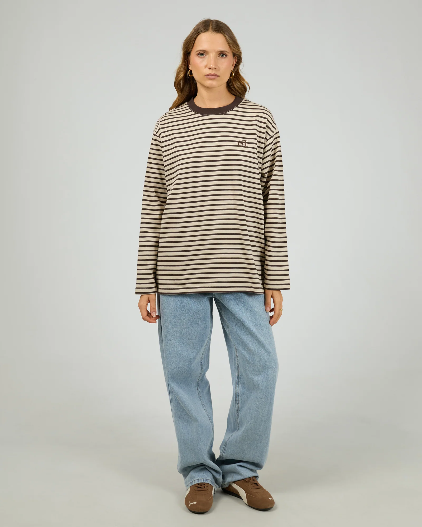 Foundation Stripe L/S Tee Chocolate - Image 2