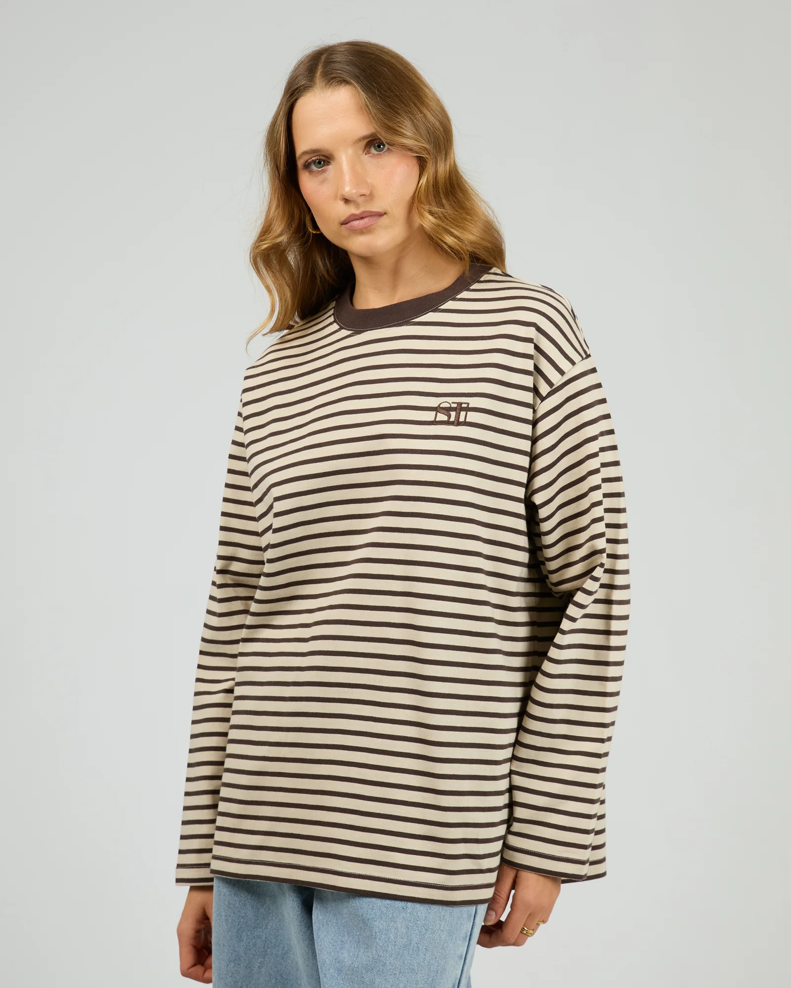 Foundation Stripe L/S Tee Chocolate - Image 4