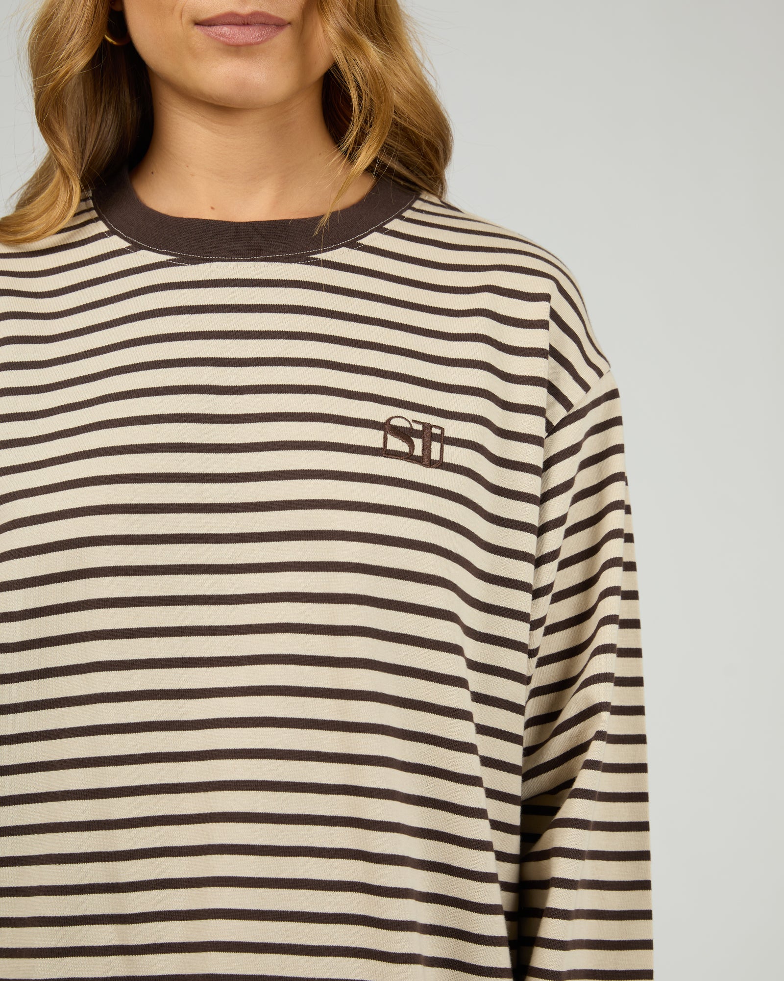 Foundation Stripe L/S Tee Chocolate - Image 5