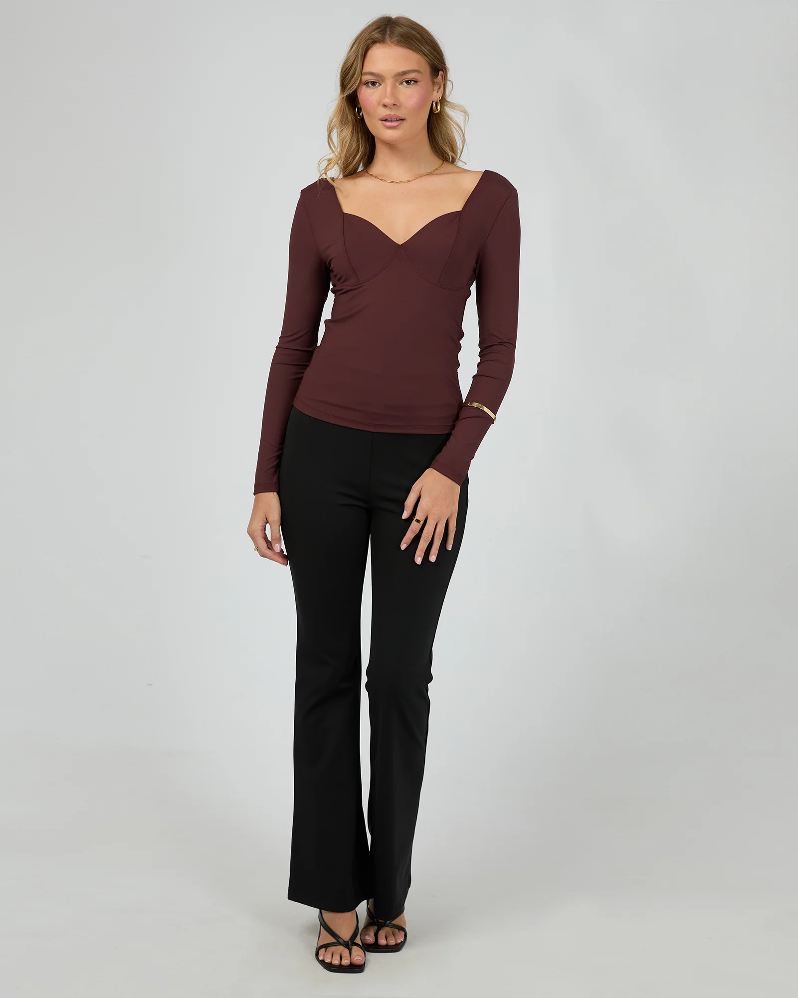 Hattie Long Sleeve Top Burgandy - Image 2
