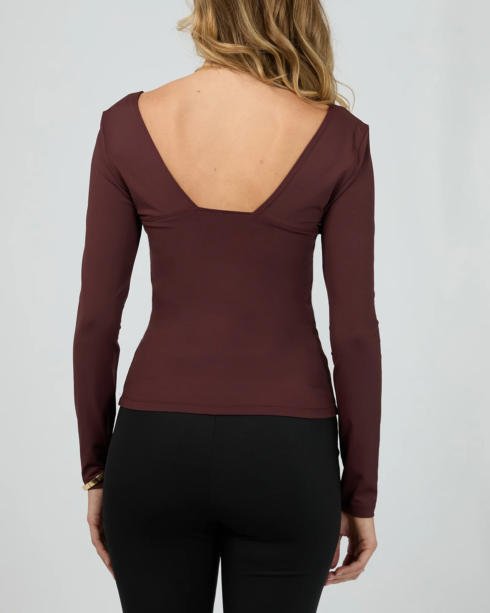 Hattie Long Sleeve Top Burgandy - Image 3