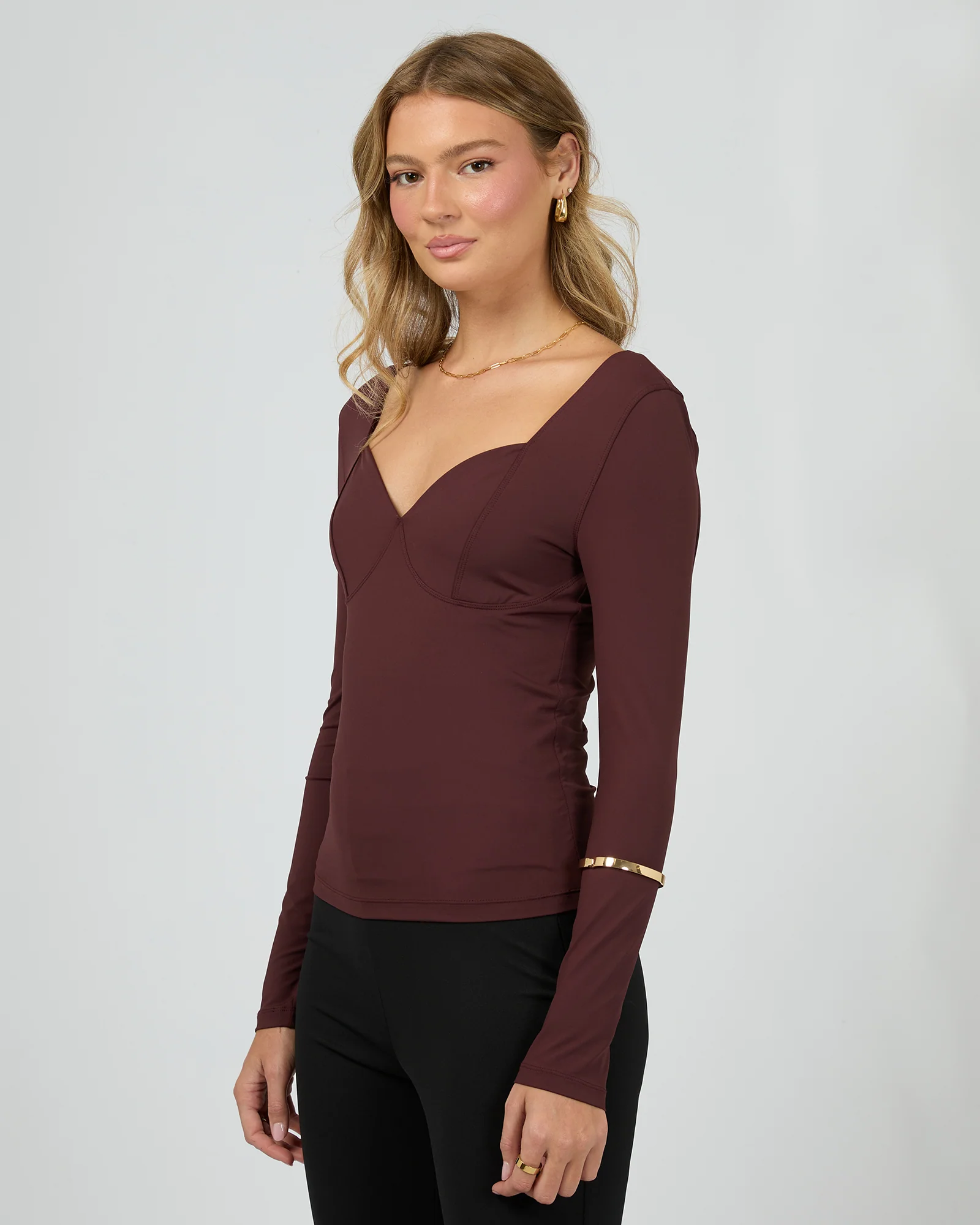Hattie Long Sleeve Top Burgandy - Image 4