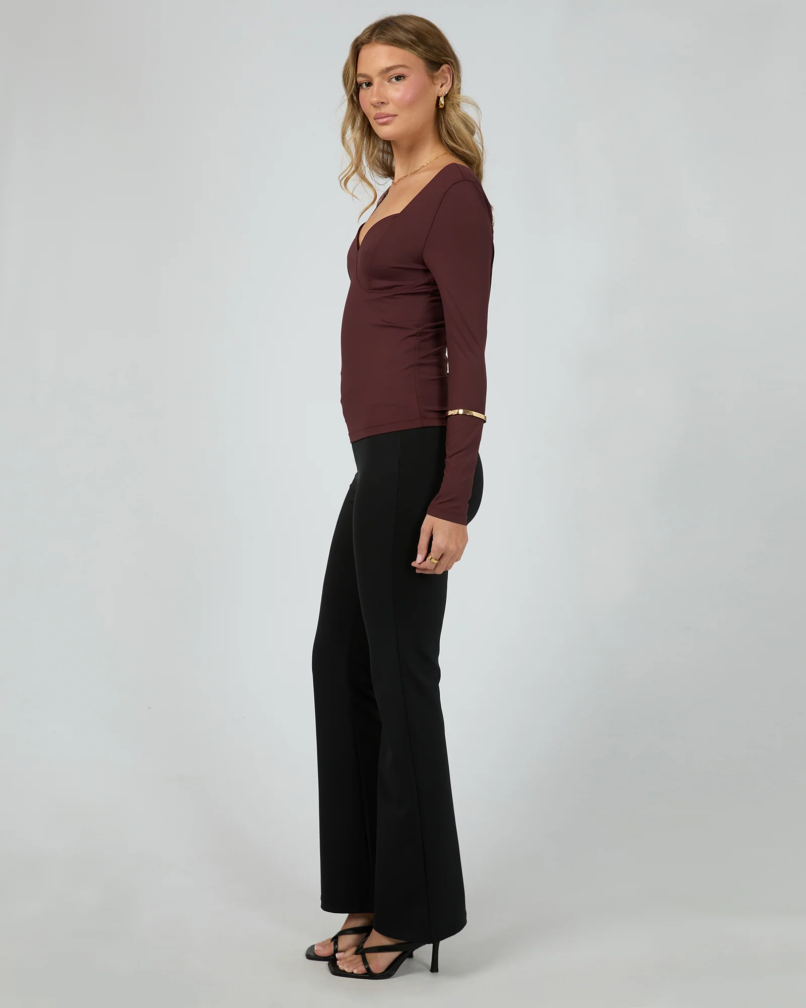 Hattie Long Sleeve Top Burgandy - Image 6