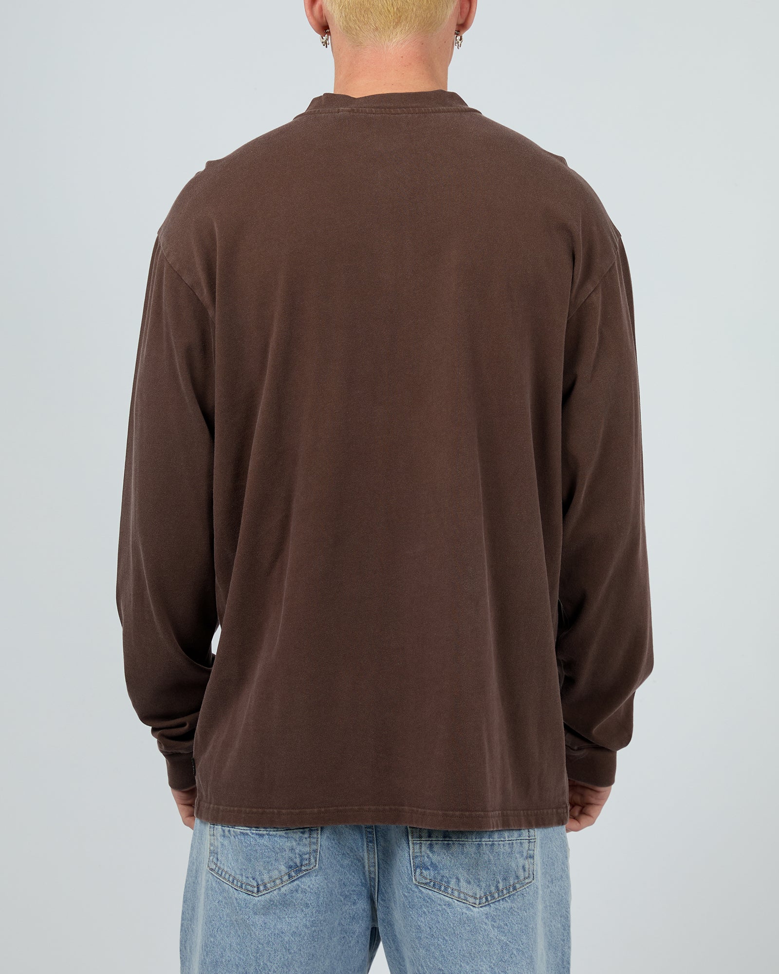 Henley Long Sleeve Top Chocolate - Image 3