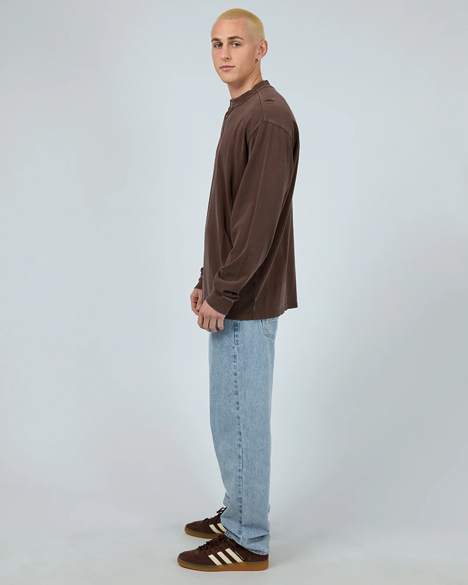 Henley Long Sleeve Top Chocolate - Image 6