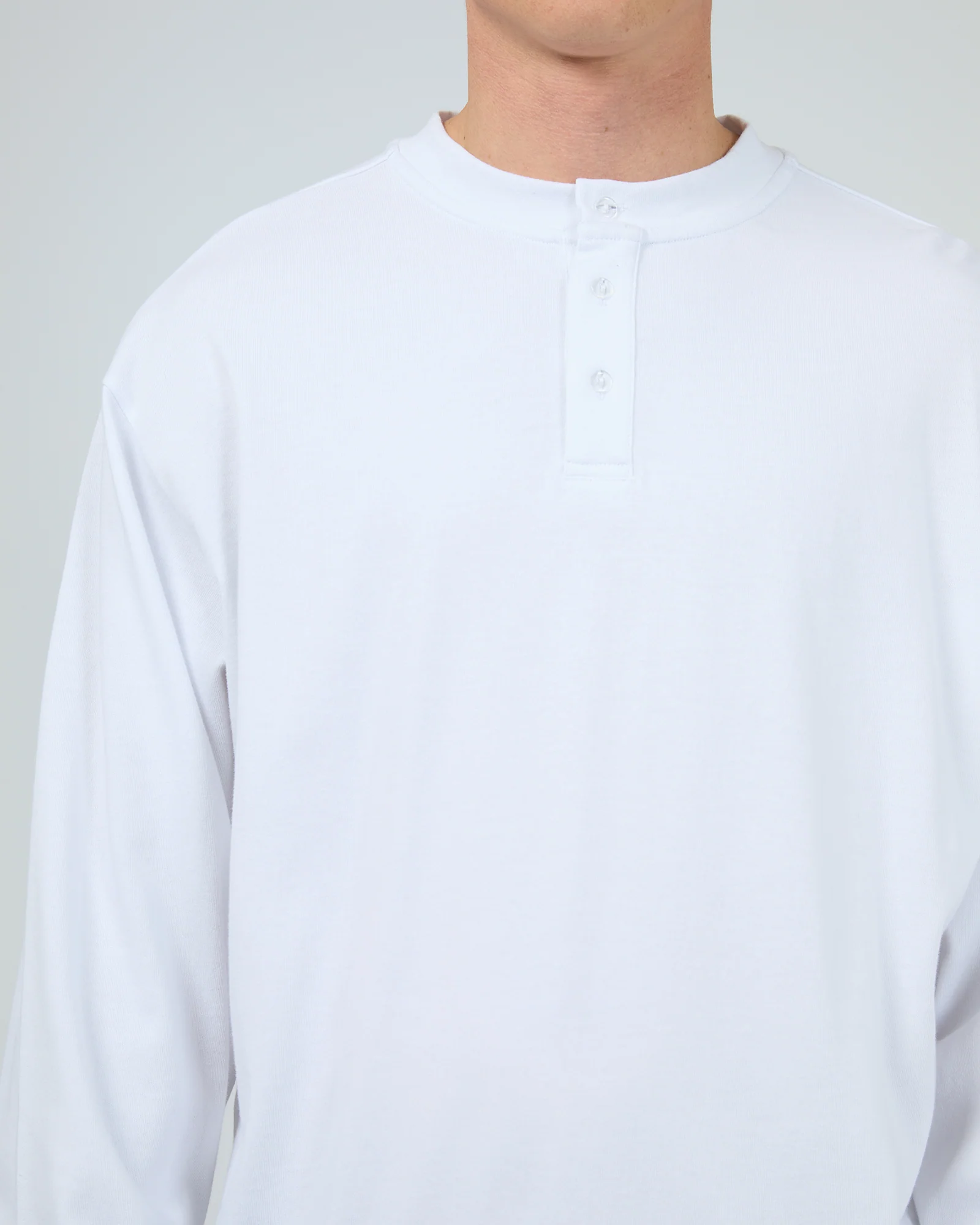 Henley Long Sleeve Top White - Image 5