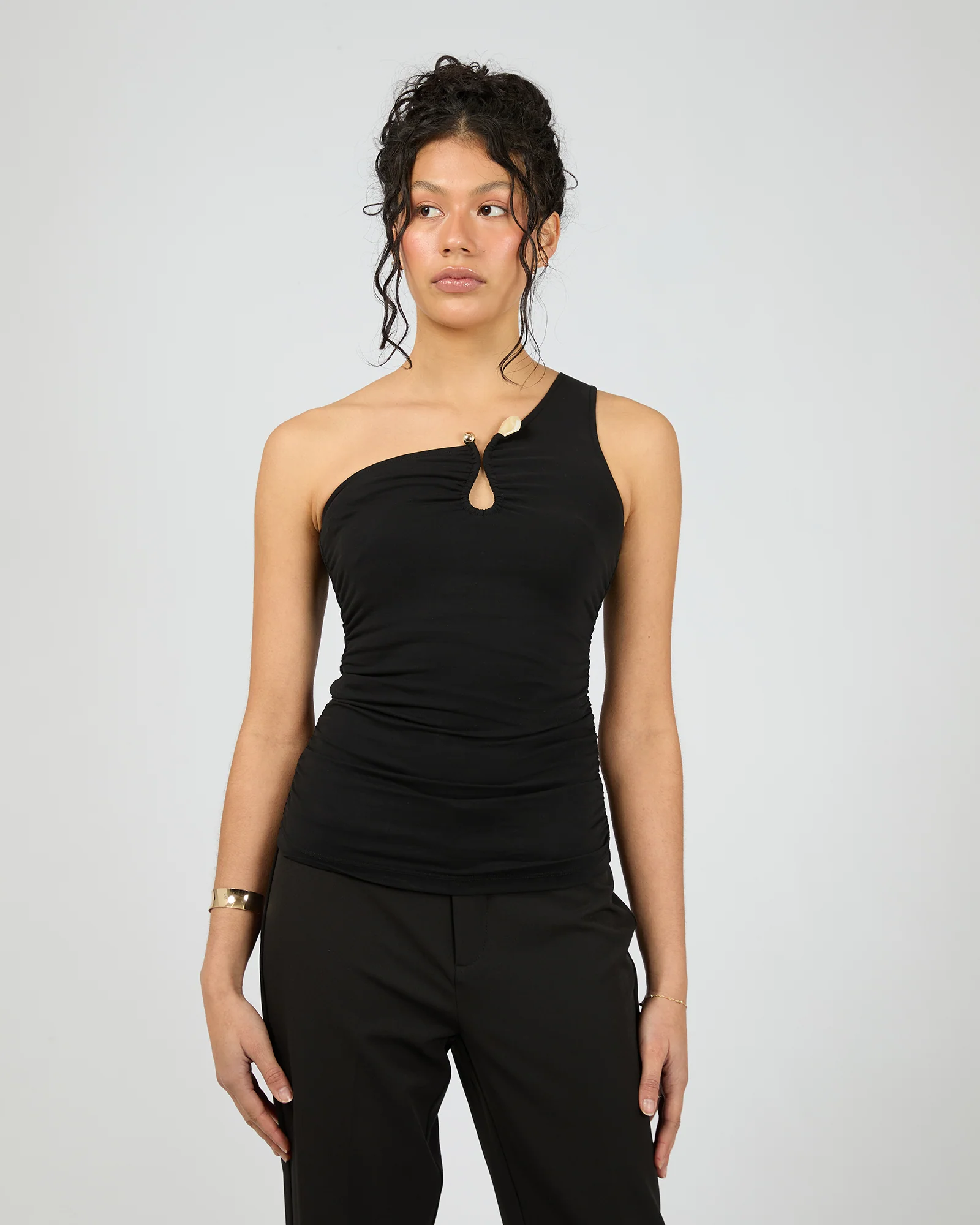 Julia One Shoulder Top Black