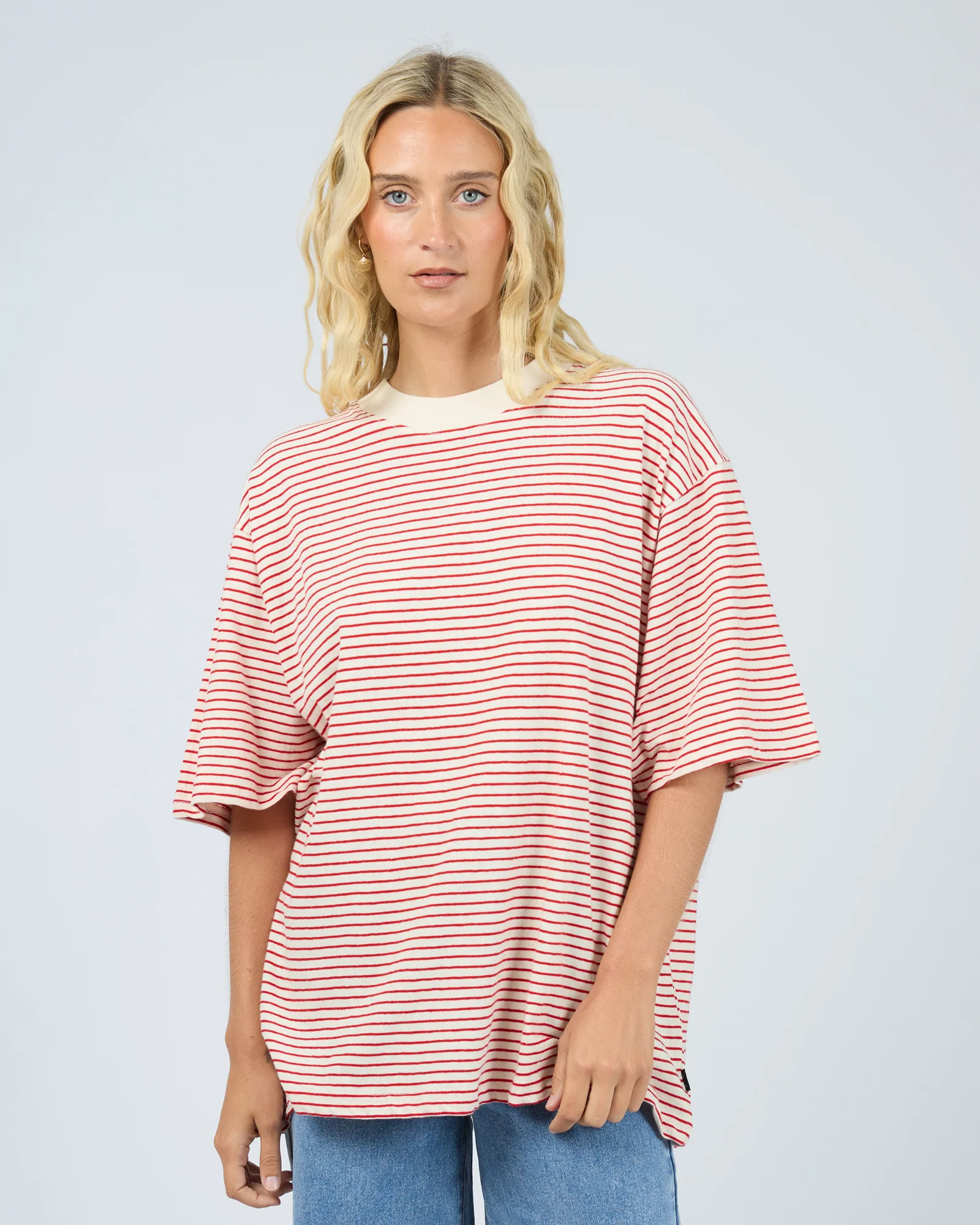 Kya Oversized Stripe Tee Red - Image 2