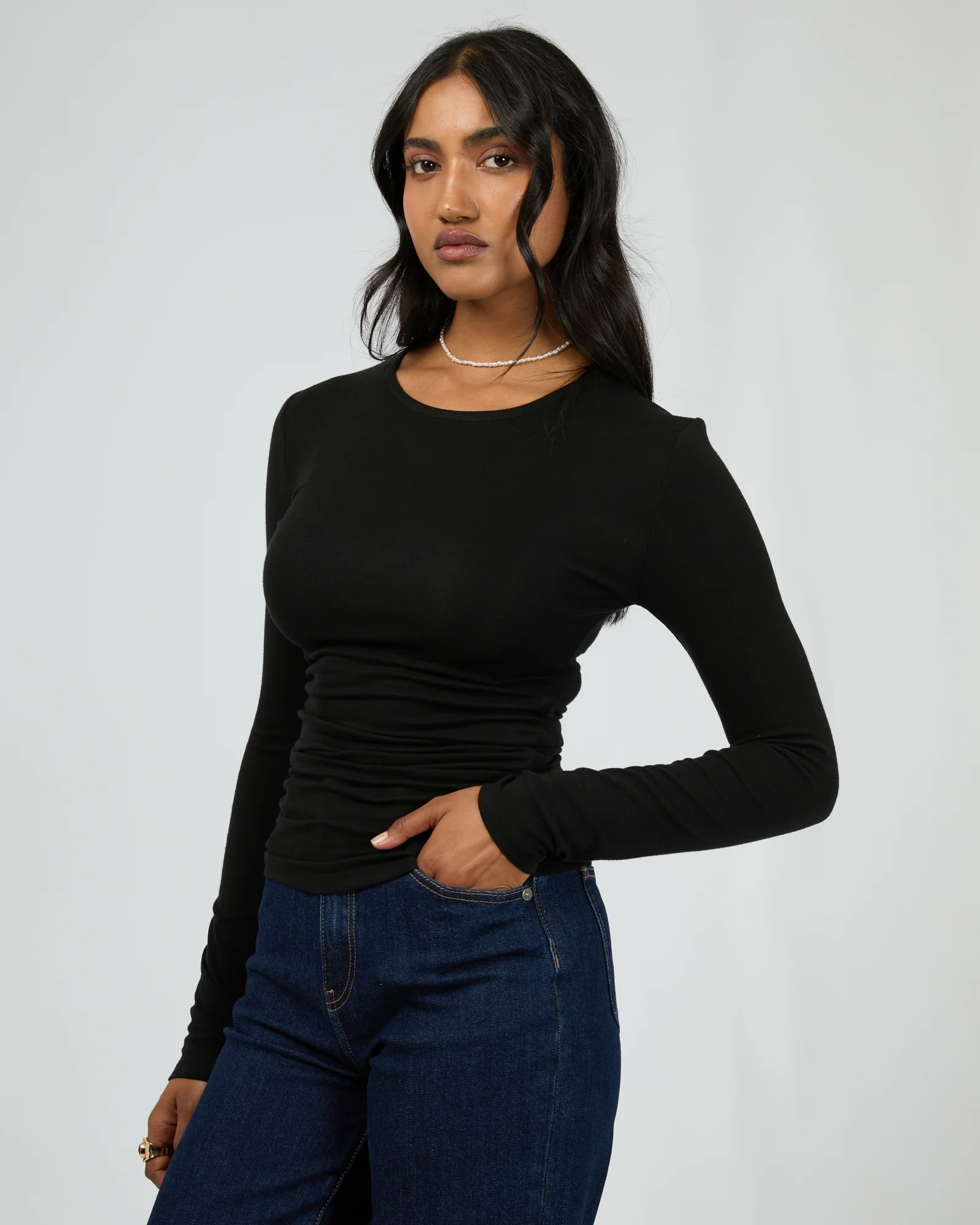 Kylie Long Sleeve Top Black - Image 4