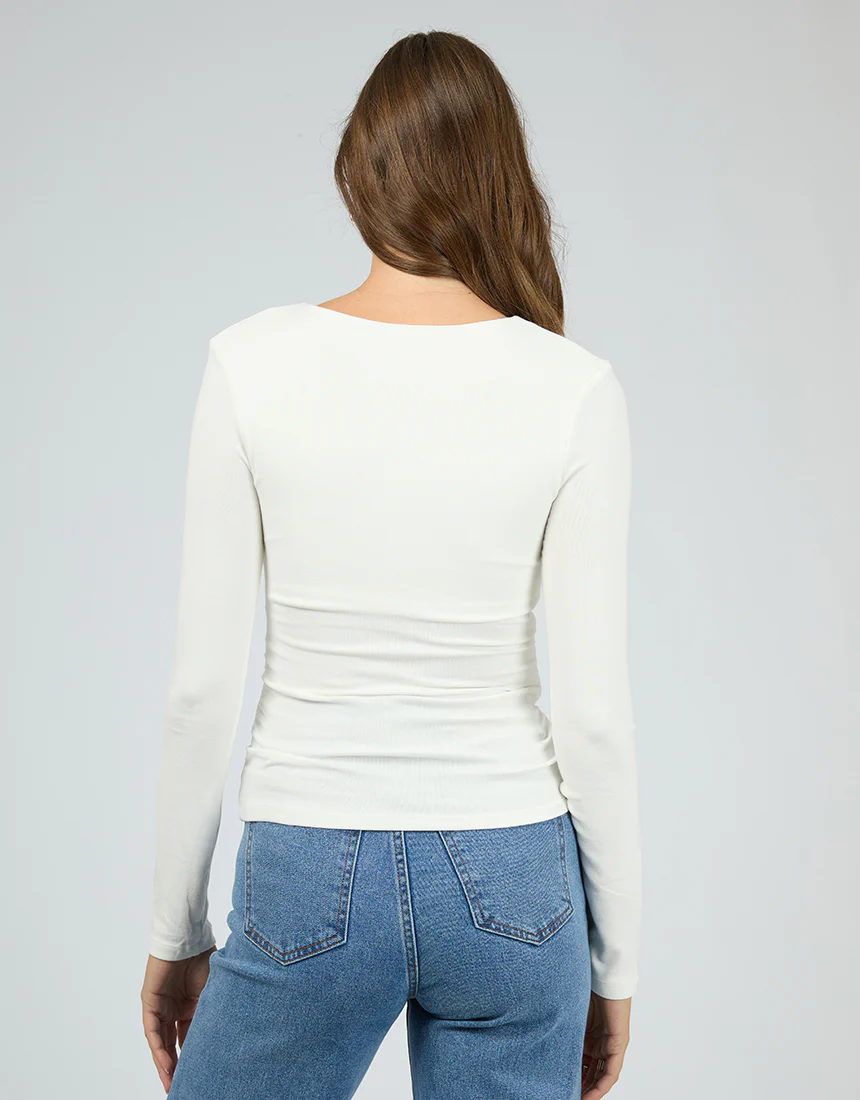 Kylie Long Sleeve Top Vintage White - Image 3