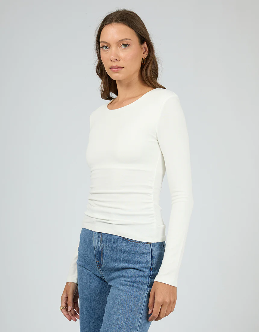 Kylie Long Sleeve Top Vintage White - Image 5